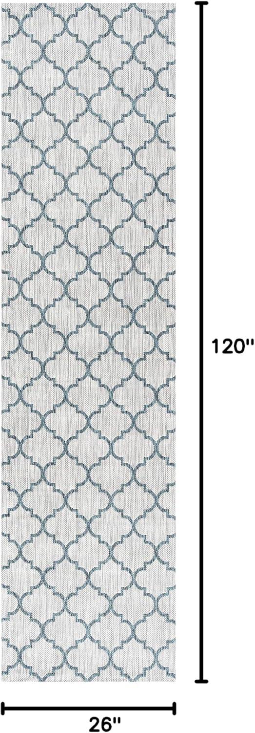 imageJONATHAN Y Ogee Trellis Indoor Outdoor Runner Rug 2X8 GrayTeal Arabesque for Backyard Patio Porch EasyCleaning High Traffic PetFriendly NonShedding SMB122B28GrayTeal
