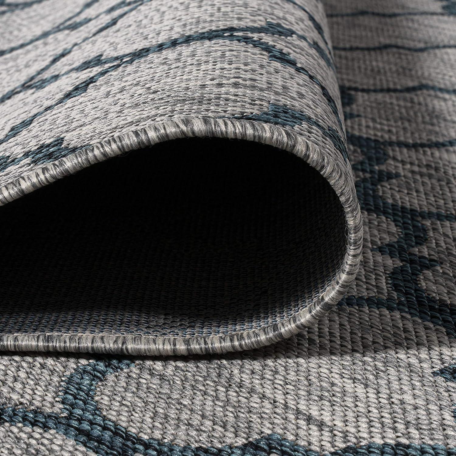 imageJONATHAN Y Ogee Trellis Indoor Outdoor Runner Rug 2X8 GrayTeal Arabesque for Backyard Patio Porch EasyCleaning High Traffic PetFriendly NonShedding SMB122B28GrayTeal