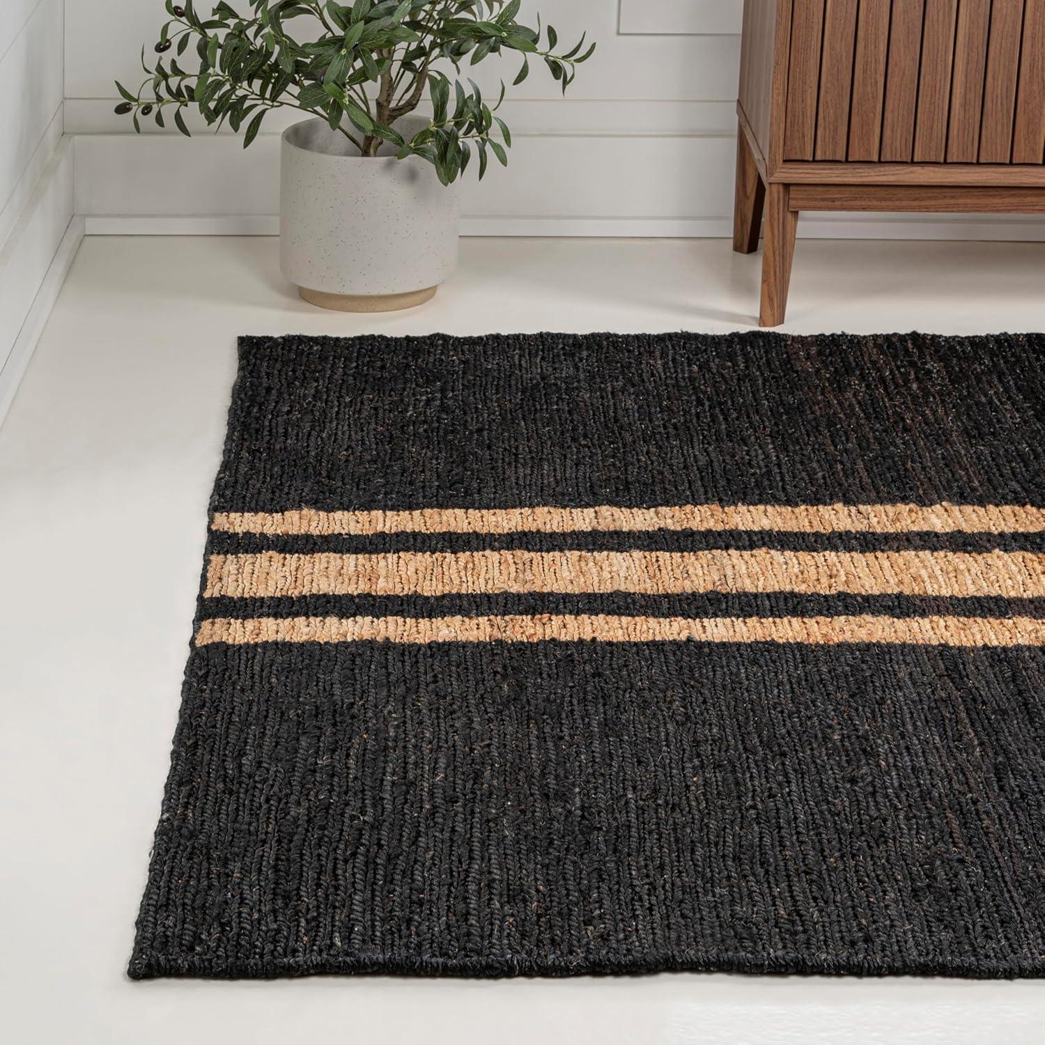 imageJONATHAN Y Olivier Wide Ticking Stripe Jute BlackNatural Indoor Area Rug 8x10 Rustic Farmhouse EasyCleaning for Living Room Bedroom Kitchen NonShedding NRF200B8BlackNatural