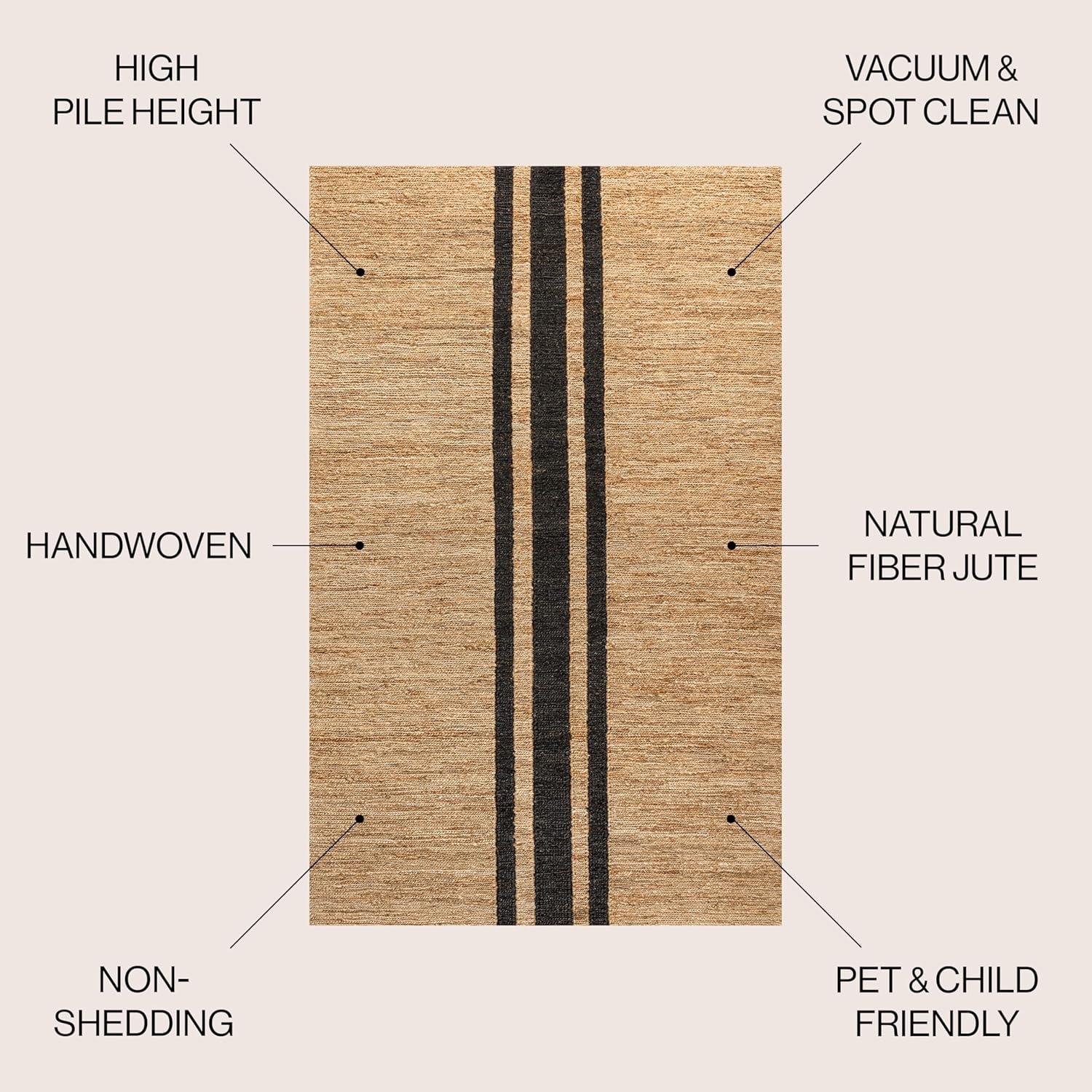 imageJONATHAN Y Olivier Wide Ticking Stripe Jute BlackNatural Indoor Area Rug 8x10 Rustic Farmhouse EasyCleaning for Living Room Bedroom Kitchen NonShedding NRF200B8NaturalBlack