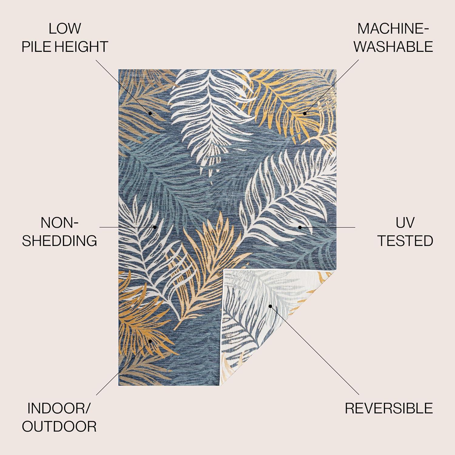 imageJONATHAN Y Palm Frond Reversible Washable Indoor Outdoor Area Rug 8X10 CreamNavy Calypso Coastal Casual for Backyard Patio Porch EasyCleaning High Traffic PetFriendly NonShedding SVH108A8CreamNavy
