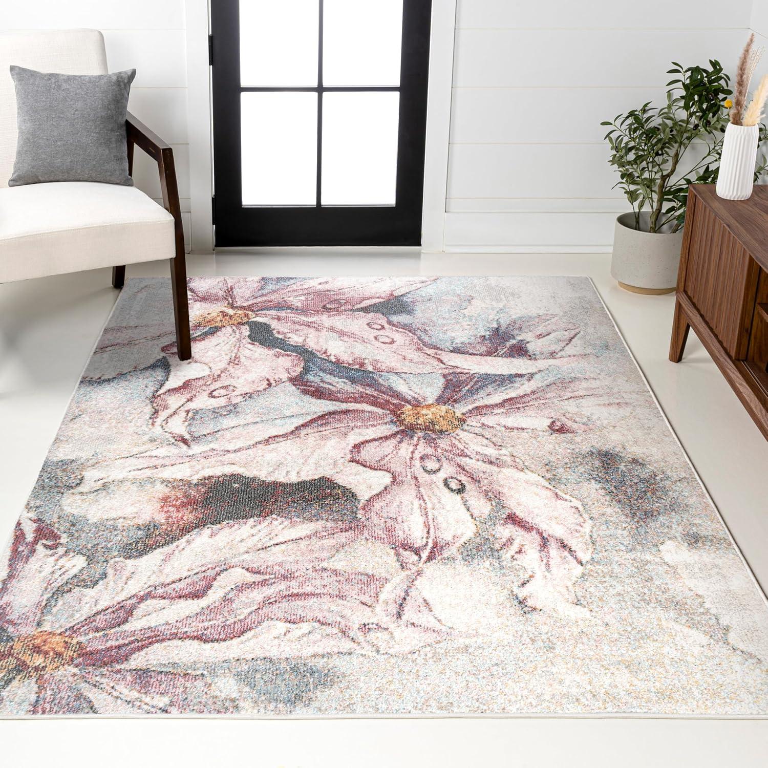 imageJONATHAN Y Pastello Muted Flowers PinkGray Runner Rug 2x8 Modern Contemporary EasyCleaning for Living Room Bedroom Kitchen Pet Friendly NonShedding CTP204A28PinkGray