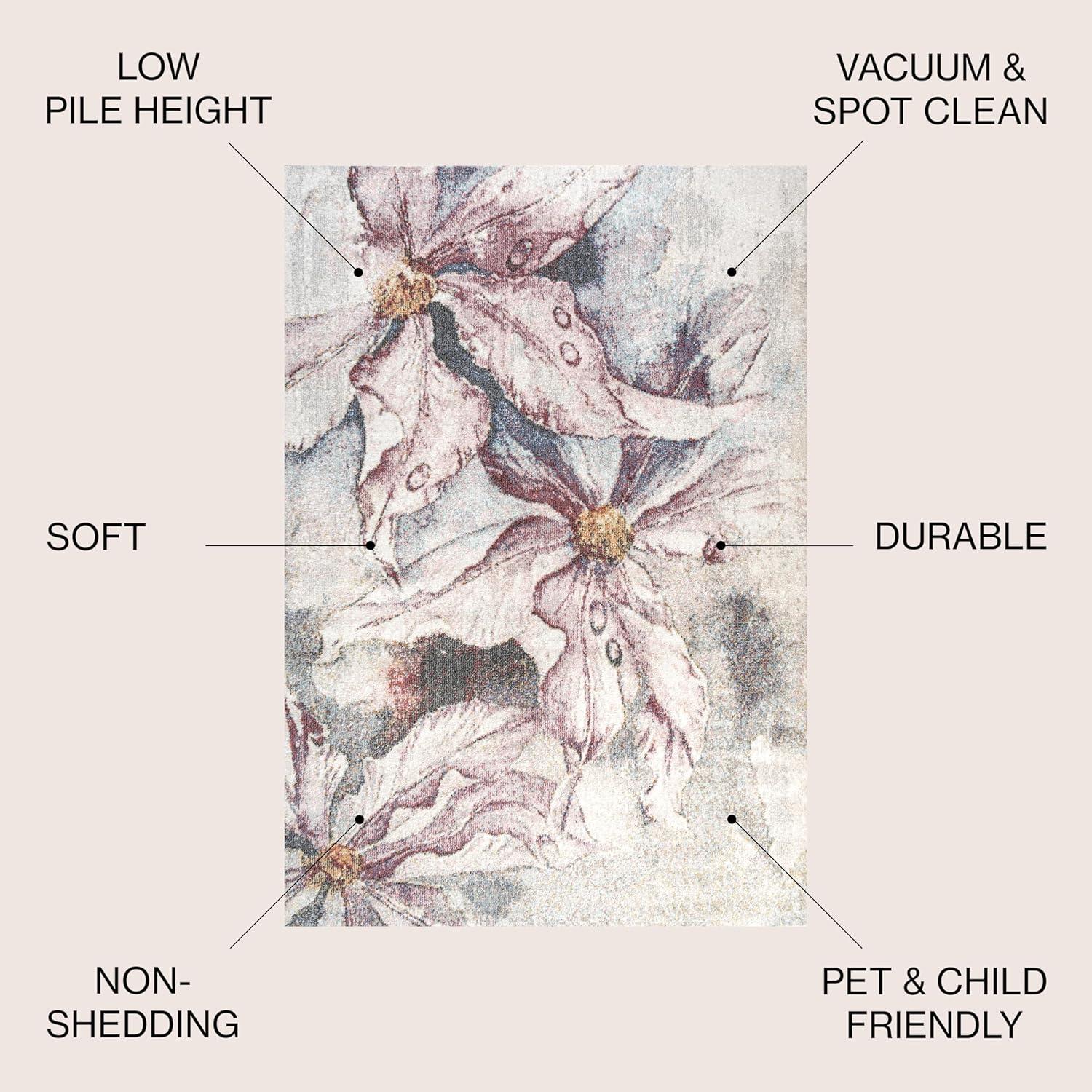 imageJONATHAN Y Pastello Muted Flowers PinkGray Runner Rug 2x8 Modern Contemporary EasyCleaning for Living Room Bedroom Kitchen Pet Friendly NonShedding CTP204A28PinkGray