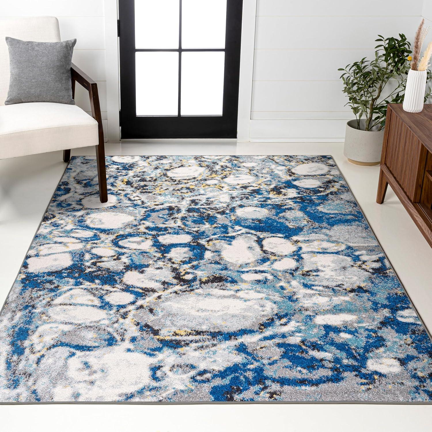 imageJONATHAN Y Pebble Marbled Abstract Dark GrayBlue Runner Rug 2x8 Contemporary Transitional EasyCleaning for Living Room Bedroom Kitchen Pet Friendly NonShedding CTP113A28Dark GrayBlue