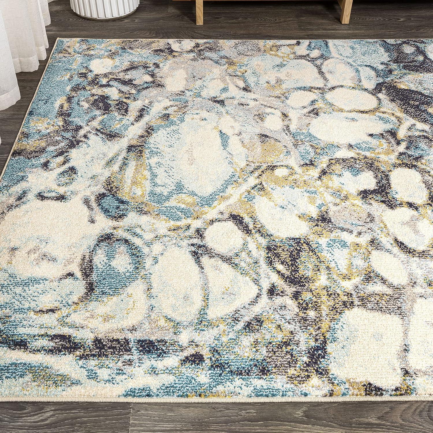 imageJONATHAN Y Pebble Marbled Abstract Dark GrayBlue Runner Rug 2x8 Contemporary Transitional EasyCleaning for Living Room Bedroom Kitchen Pet Friendly NonShedding CTP113A28BlueBeige