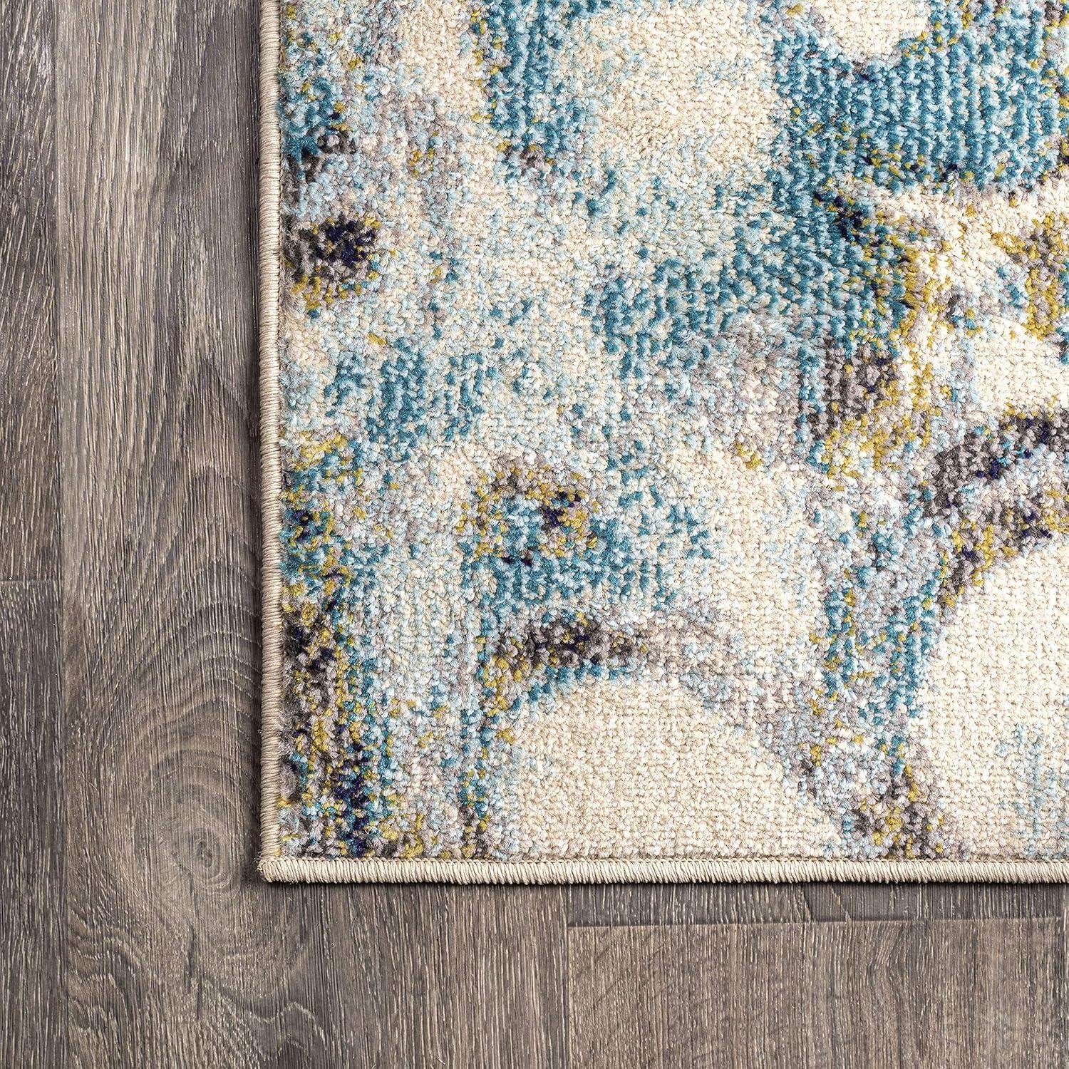 imageJONATHAN Y Pebble Marbled Abstract Dark GrayBlue Runner Rug 2x8 Contemporary Transitional EasyCleaning for Living Room Bedroom Kitchen Pet Friendly NonShedding CTP113A28BlueBeige