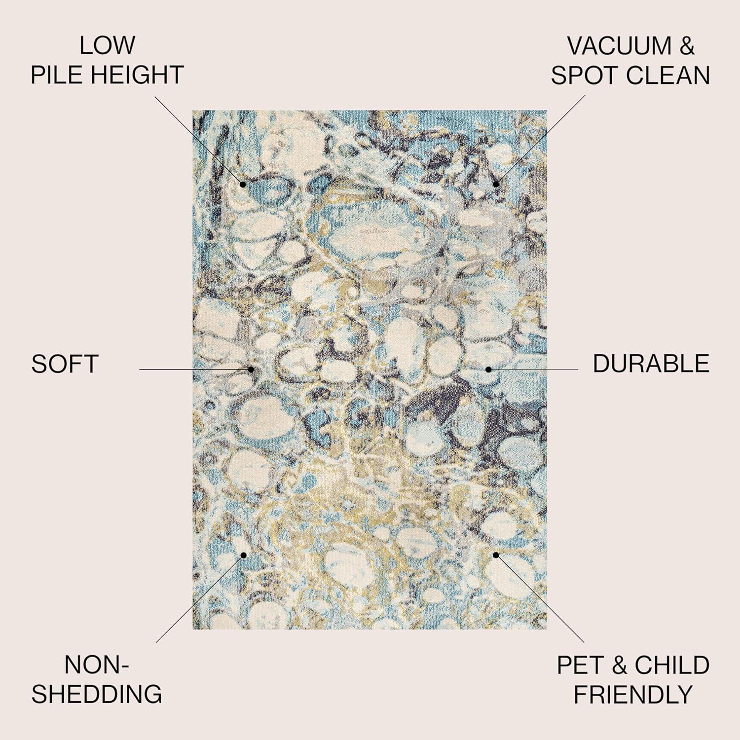 imageJONATHAN Y Pebble Marbled Abstract Dark GrayBlue Runner Rug 2x8 Contemporary Transitional EasyCleaning for Living Room Bedroom Kitchen Pet Friendly NonShedding CTP113A28BlueBeige