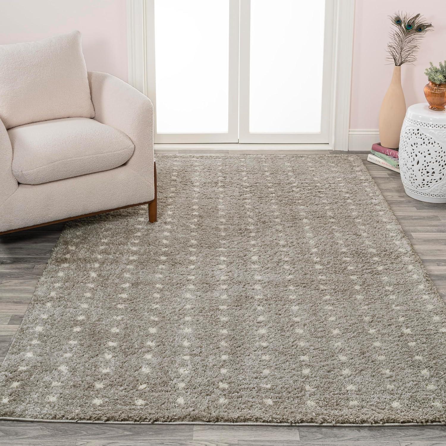 imageJONATHAN Y Pele Modern Geometric Dot Shag WhiteGray Runner Rug 2x8 Bohemian Contemporary EasyCleaning for Living Room Bedroom Kitchen Pet Friendly NonShedding MOH400A28GrayIvory