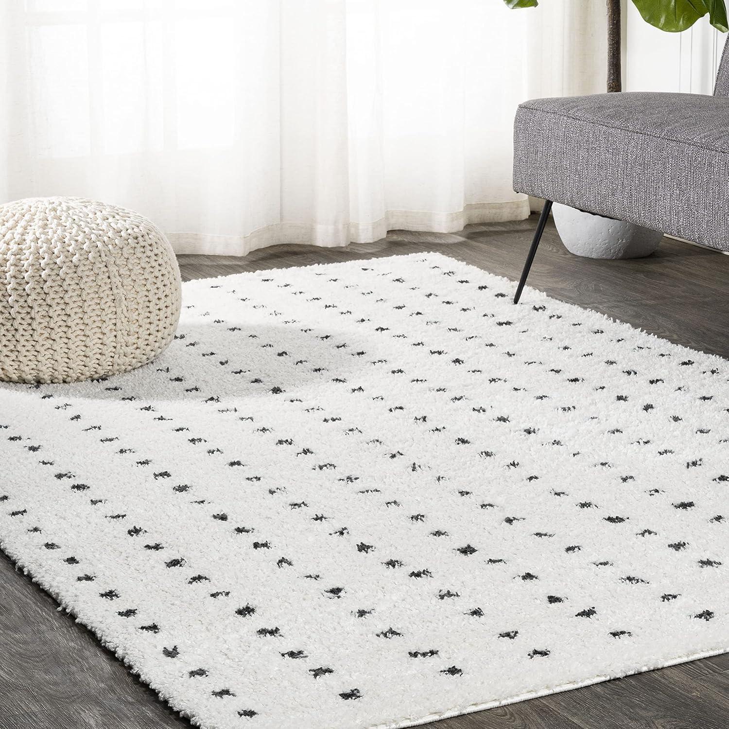 imageJONATHAN Y Pele Modern Geometric Dot Shag WhiteGray Runner Rug 2x8 Bohemian Contemporary EasyCleaning for Living Room Bedroom Kitchen Pet Friendly NonShedding MOH400A28WhiteGray