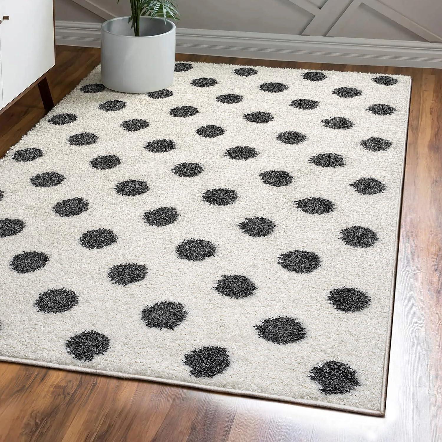 imageJONATHAN Y Pere Charcoal Dot Shag WhiteGray Indoor Area Rug 8x10 Modern Bohemian Contemporary EasyCleaning for Living Room Bedroom Kitchen Pet Friendly NonShedding MOH411A8WhiteBlack