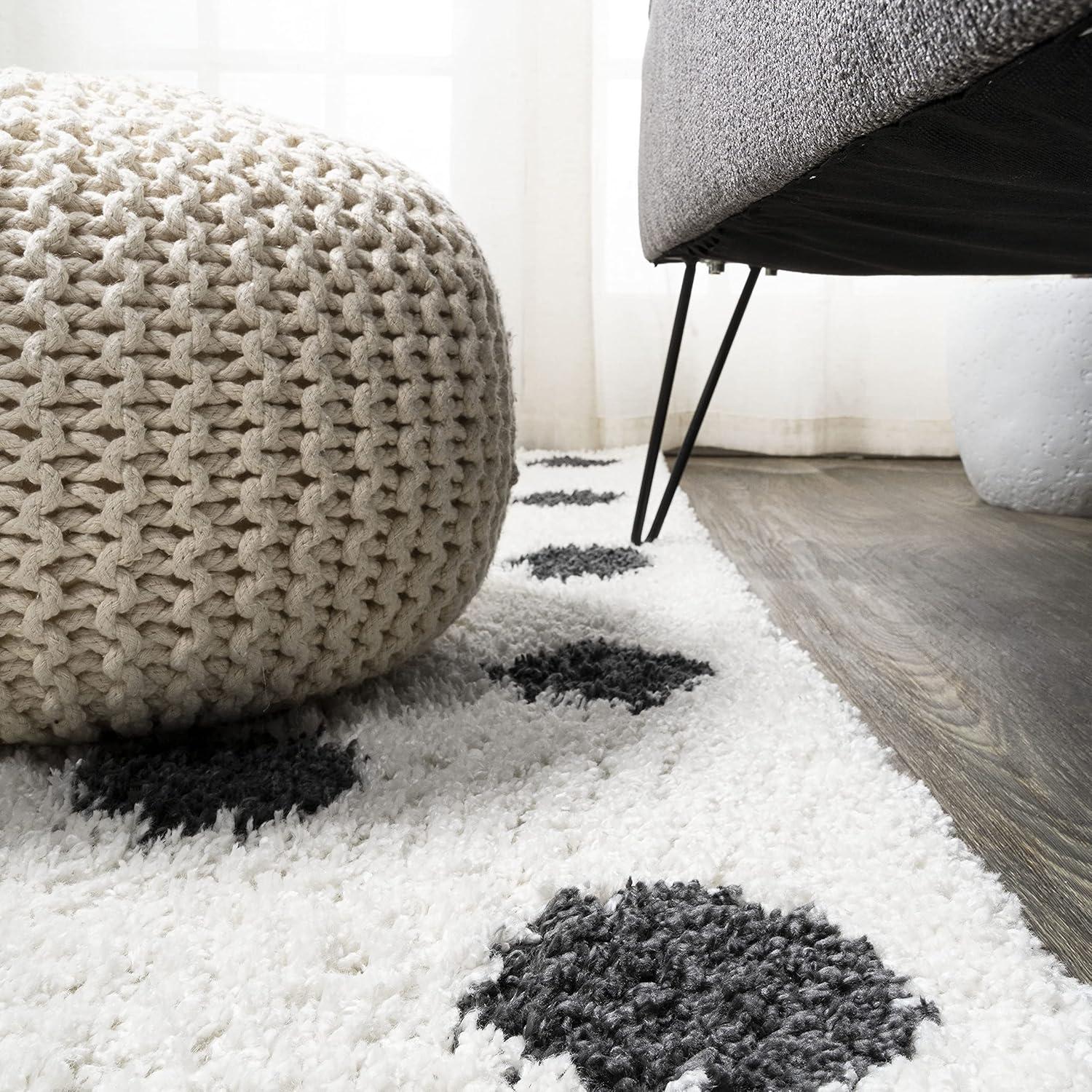imageJONATHAN Y Pere Charcoal Dot Shag WhiteGray Indoor Area Rug 8x10 Modern Bohemian Contemporary EasyCleaning for Living Room Bedroom Kitchen Pet Friendly NonShedding MOH411A8WhiteBlack