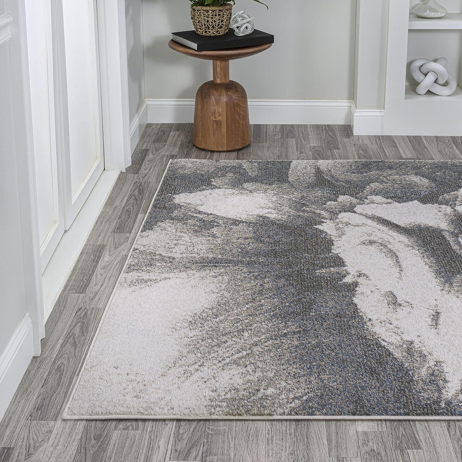 imageJONATHAN Y Petalo Abstract TwoTone Runner Rug 2x8 GrayCream Contemporary Modern EasyCleaning for Living Room Bedroom Kitchen Pet Friendly NonShedding CTP200C28GrayCream