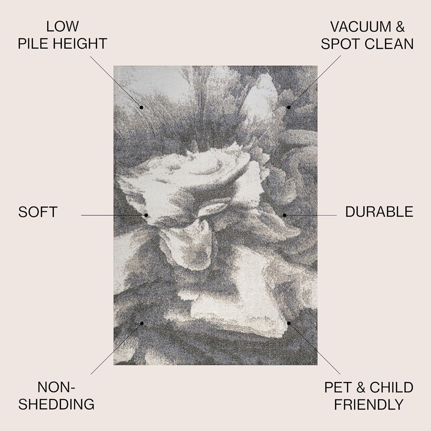 imageJONATHAN Y Petalo Abstract TwoTone Runner Rug 2x8 GrayCream Contemporary Modern EasyCleaning for Living Room Bedroom Kitchen Pet Friendly NonShedding CTP200C28GrayCream