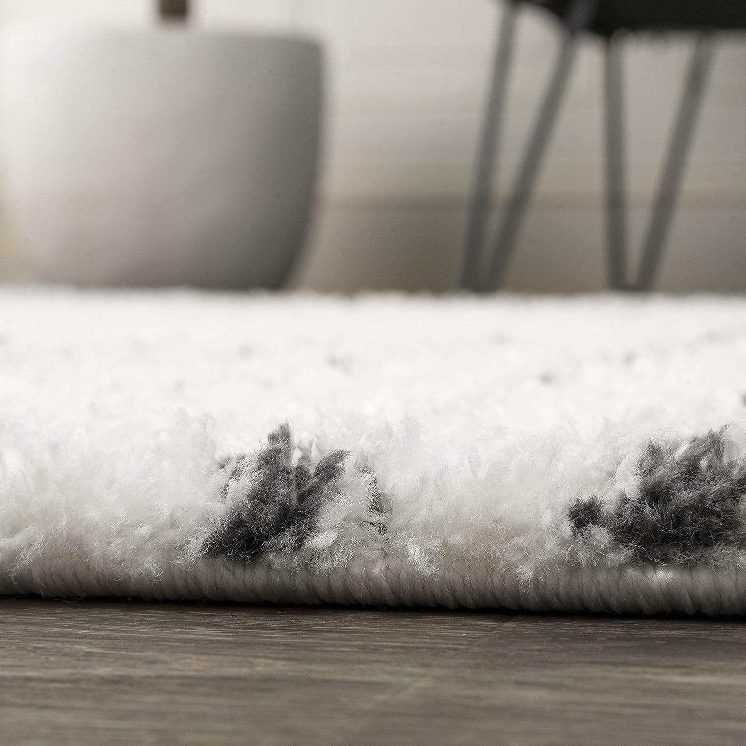 imageJONATHAN Y Petra Abstract Stripe Shag WhiteGray Runner Rug 2x8 Geometric Bohemian Contemporary EasyCleaning for Living Room Bedroom Kitchen Pet Friendly NonShedding MOH407A28WhiteGray