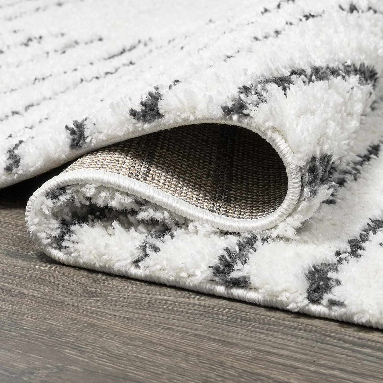 imageJONATHAN Y Petra Abstract Stripe Shag WhiteGray Runner Rug 2x8 Geometric Bohemian Contemporary EasyCleaning for Living Room Bedroom Kitchen Pet Friendly NonShedding MOH407A28WhiteGray