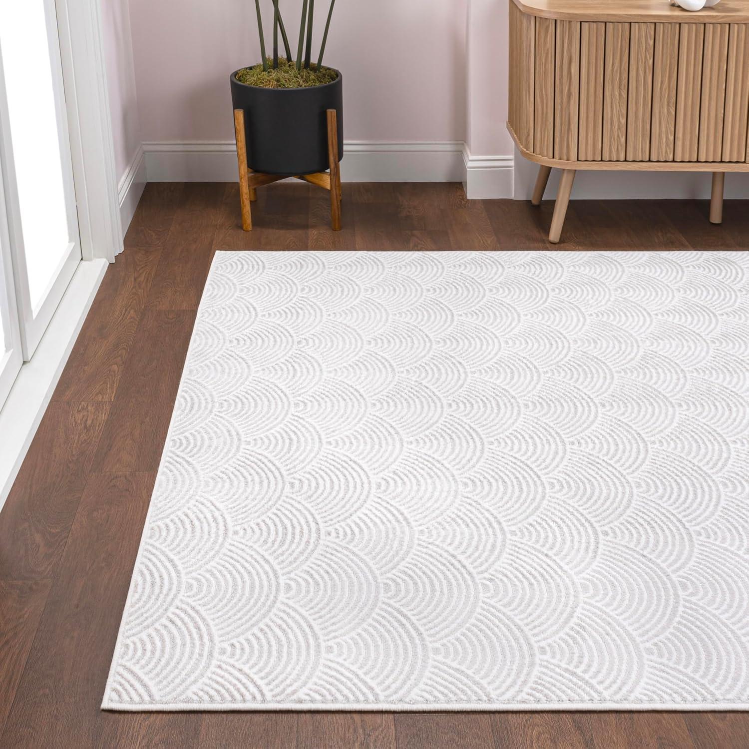 imageJONATHAN Y Porter Geometric HighLow NavyCream Indoor Area Rug 8x10 Art Deco Pattern EasyCleaning for Living Room Bedroom Kitchen Pet Friendly NonShedding CAR100A8WhiteLightgray