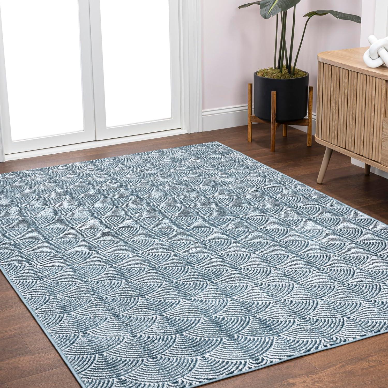 imageJONATHAN Y Porter Geometric HighLow NavyCream Indoor Area Rug 8x10 Art Deco Pattern EasyCleaning for Living Room Bedroom Kitchen Pet Friendly NonShedding CAR100A8NavyCream