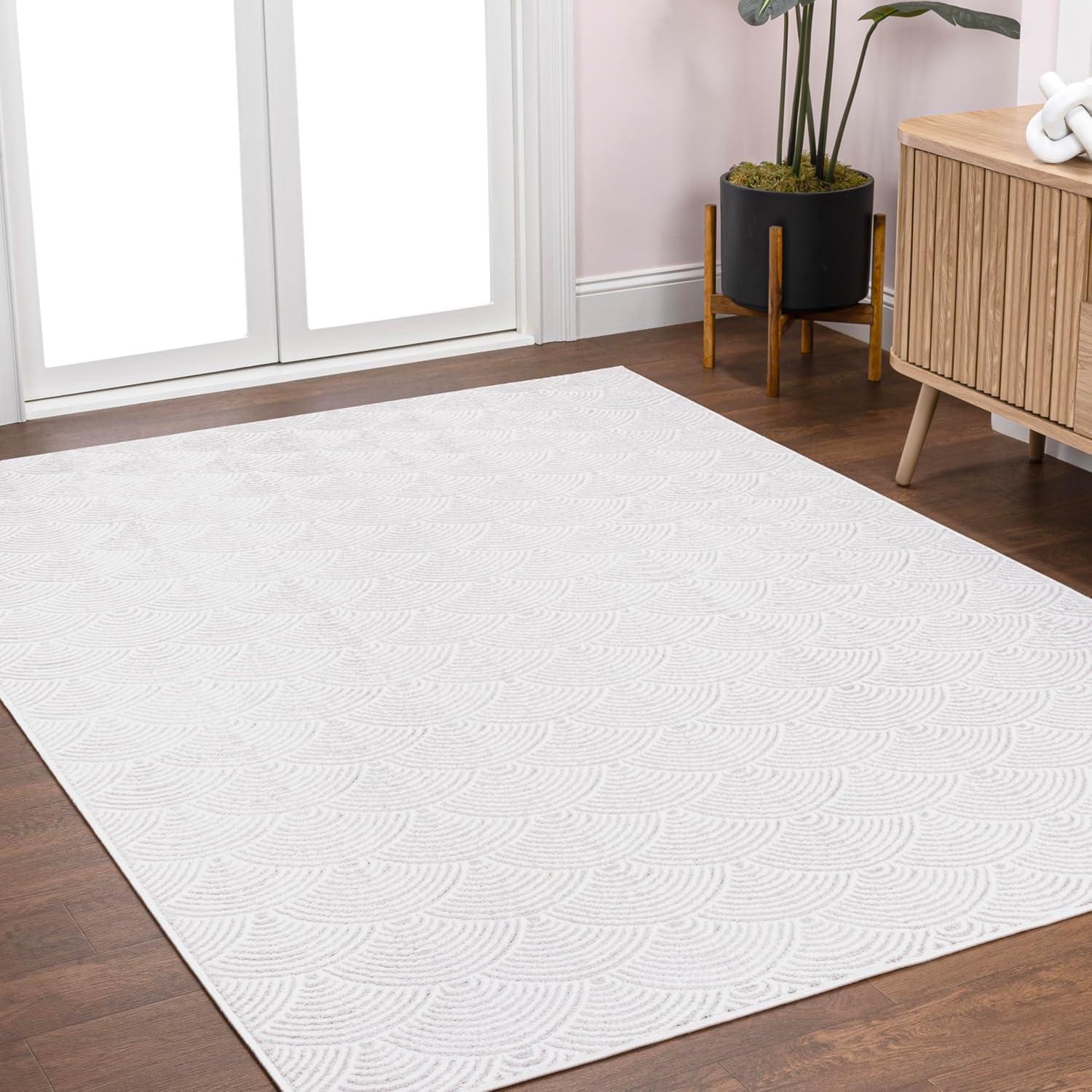 imageJONATHAN Y Porter Geometric HighLow NavyCream Indoor Area Rug 8x10 Art Deco Pattern EasyCleaning for Living Room Bedroom Kitchen Pet Friendly NonShedding CAR100A8WhiteLightgray