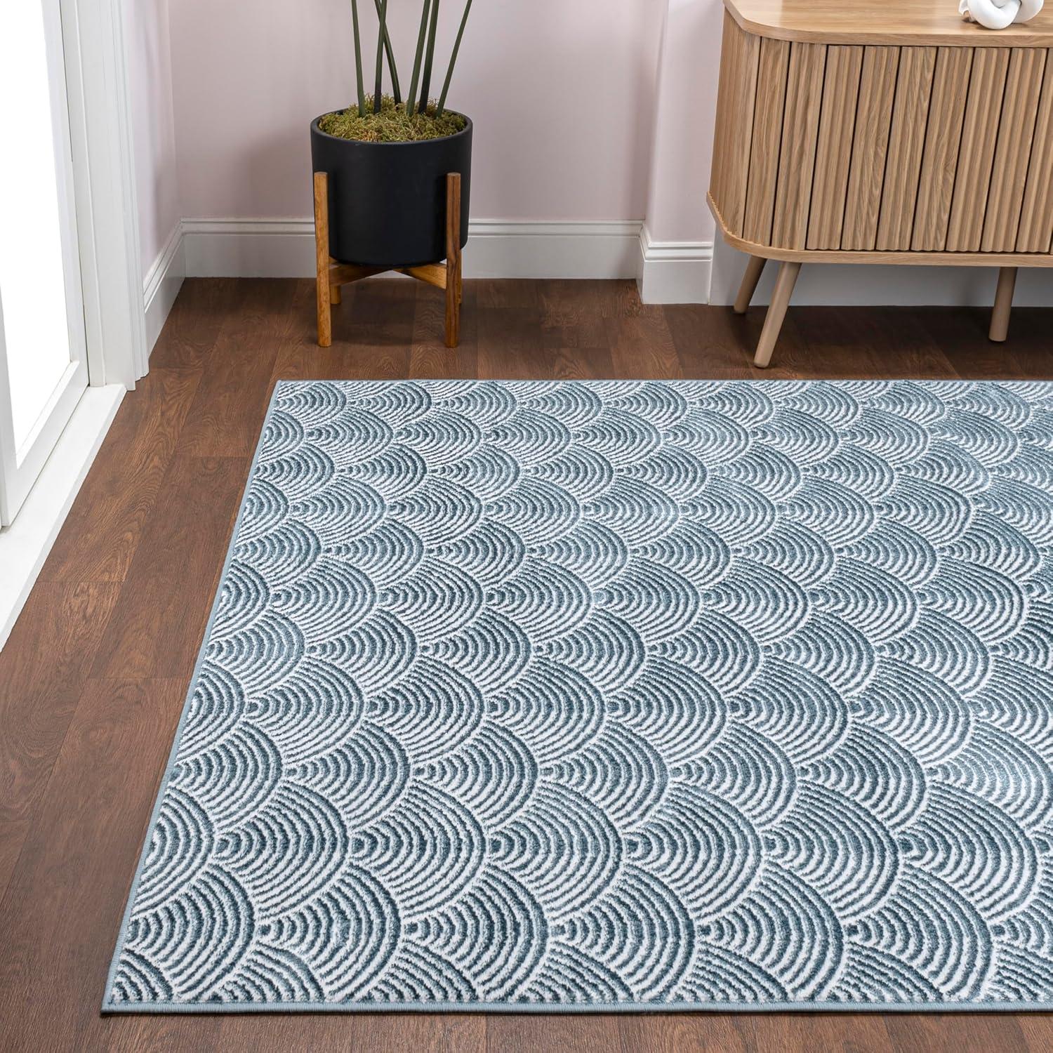 imageJONATHAN Y Porter Geometric HighLow NavyCream Indoor Area Rug 8x10 Art Deco Pattern EasyCleaning for Living Room Bedroom Kitchen Pet Friendly NonShedding CAR100A8NavyCream