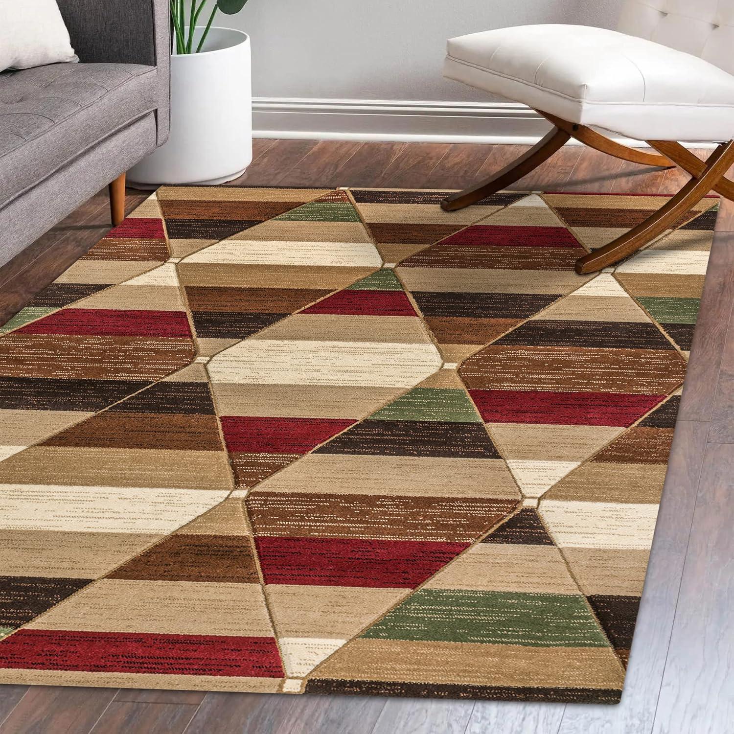 imageJONATHAN Y Retro Diamonds YellowGrayCream Indoor Area Rug 8X10 ft Kehoe Geometric for Living Room Bedroom Kitchen Office EasyCleaning High Traffic PetFriendly NonShedding UNQ101A8RedBrownCream
