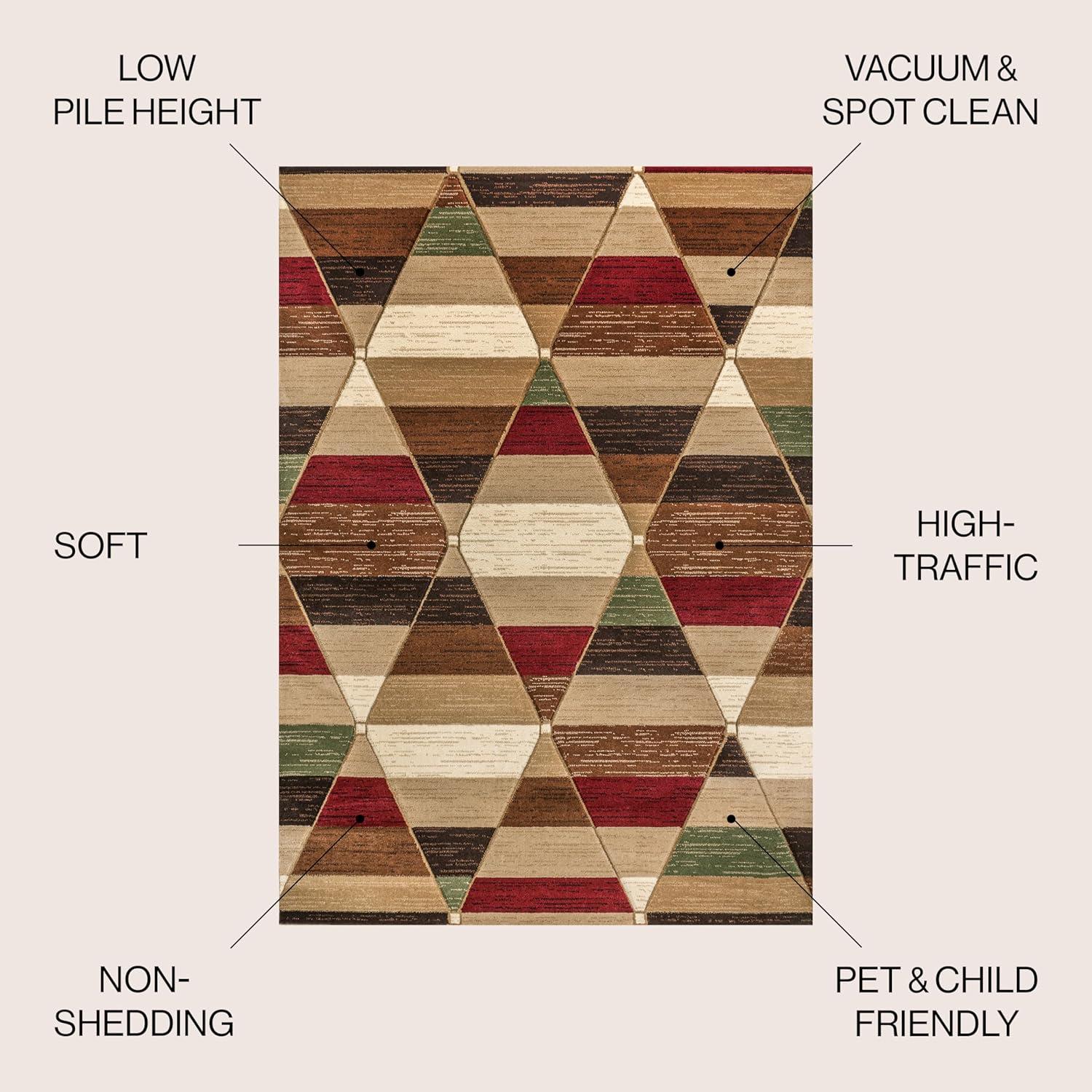 imageJONATHAN Y Retro Diamonds YellowGrayCream Indoor Area Rug 8X10 ft Kehoe Geometric for Living Room Bedroom Kitchen Office EasyCleaning High Traffic PetFriendly NonShedding UNQ101A8RedBrownCream