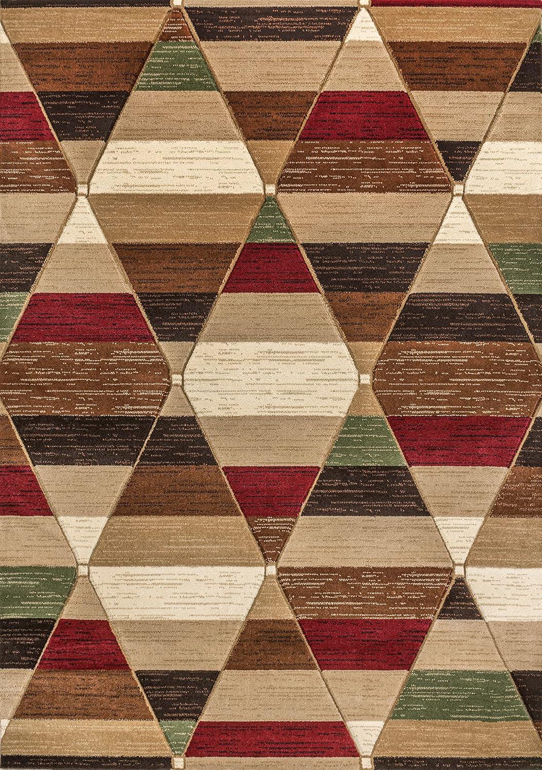 imageJONATHAN Y Retro Diamonds YellowGrayCream Indoor Area Rug 8X10 ft Kehoe Geometric for Living Room Bedroom Kitchen Office EasyCleaning High Traffic PetFriendly NonShedding UNQ101A8RedBrownCream