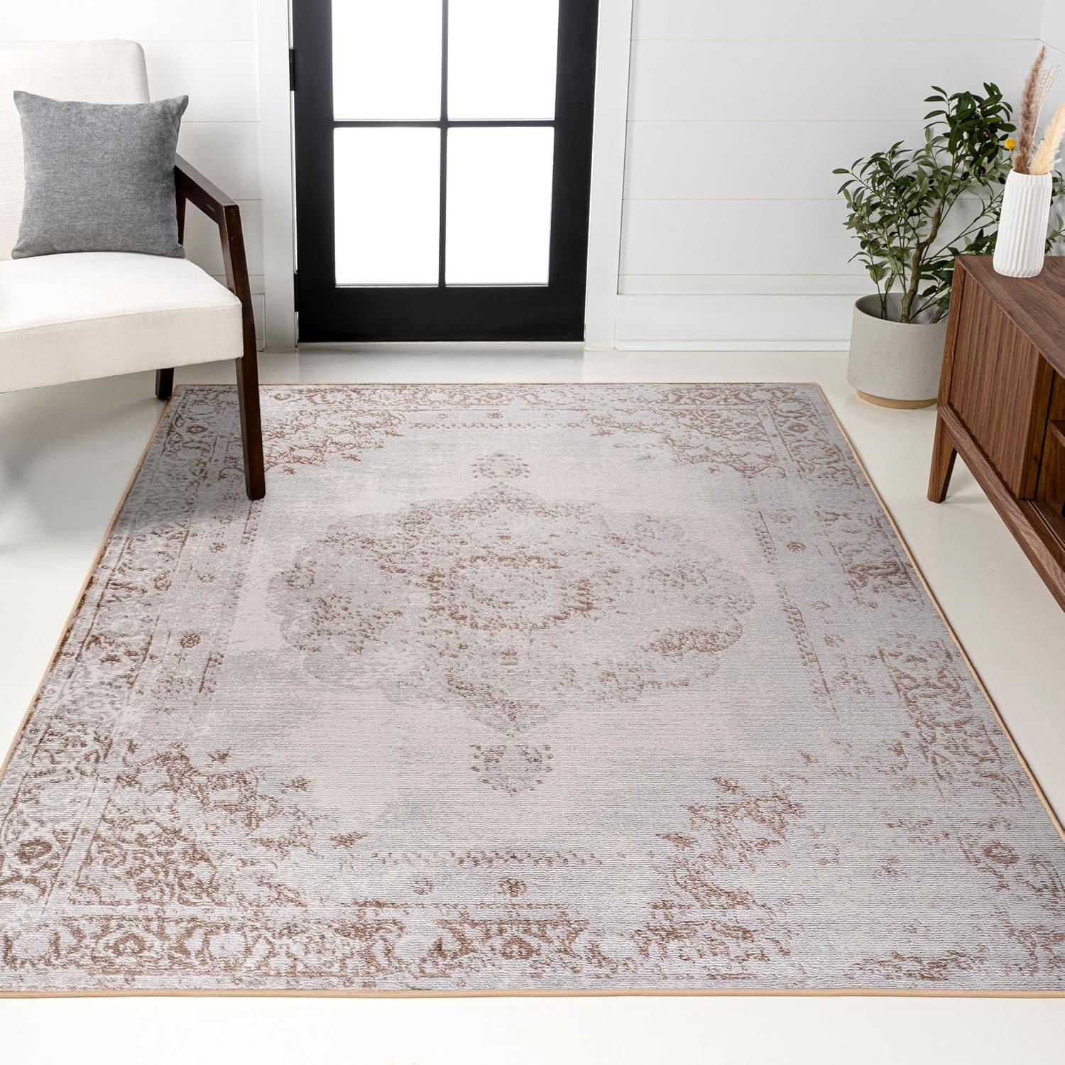 imageJONATHAN Y Rosalia Cottage Medallion BrownCream Runner Rug 2x8 Vintage Bohemian EasyCleaning for Living Room Bedroom Kitchen Pet Friendly NonShedding MDP402A28BrownCream