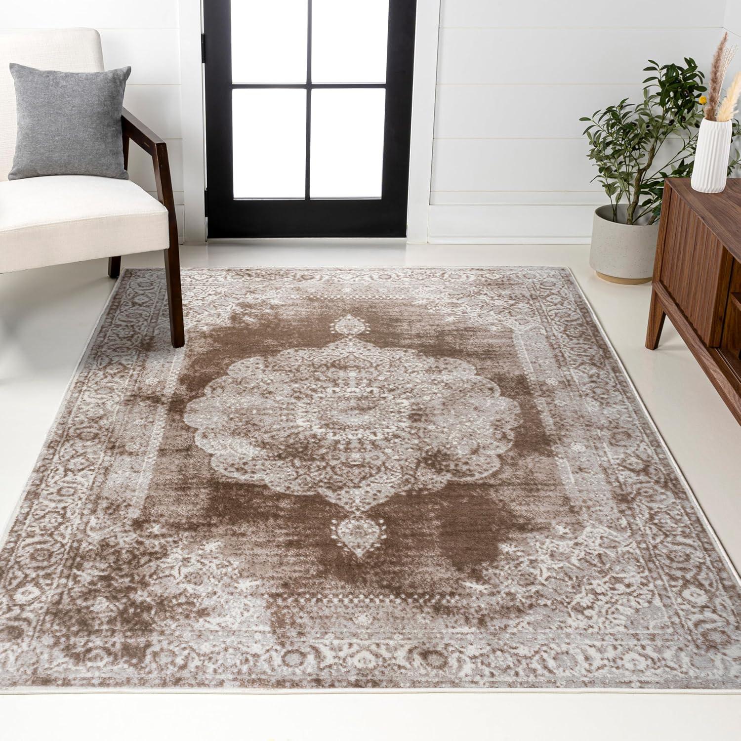 imageJONATHAN Y Rosalia Cottage Medallion BrownCream Runner Rug 2x8 Vintage Bohemian EasyCleaning for Living Room Bedroom Kitchen Pet Friendly NonShedding MDP402A28CreamBrown