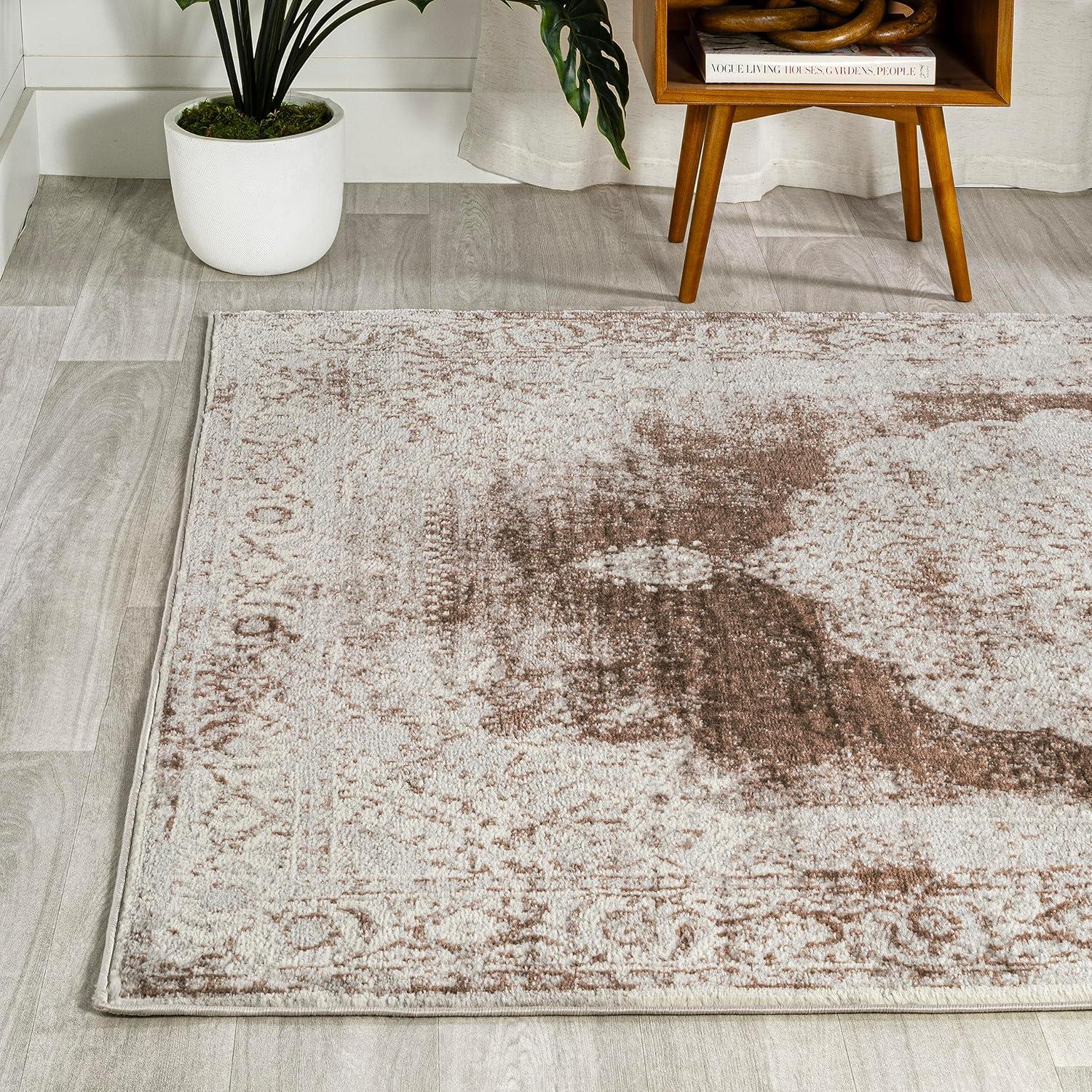 imageJONATHAN Y Rosalia Cottage Medallion BrownCream Runner Rug 2x8 Vintage Bohemian EasyCleaning for Living Room Bedroom Kitchen Pet Friendly NonShedding MDP402A28CreamBrown