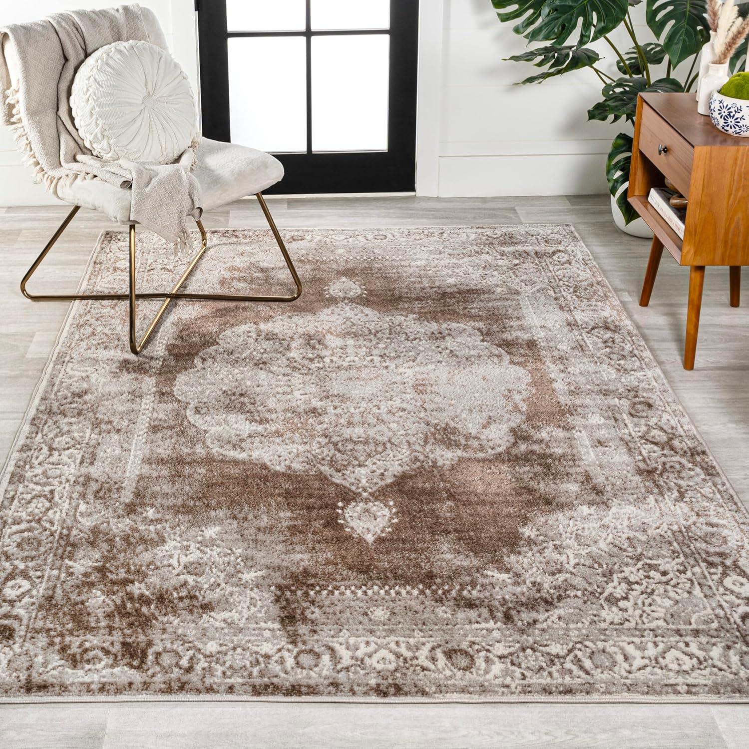 imageJONATHAN Y Rosalia Cottage Medallion BrownCream Runner Rug 2x8 Vintage Bohemian EasyCleaning for Living Room Bedroom Kitchen Pet Friendly NonShedding MDP402A28CreamBrown