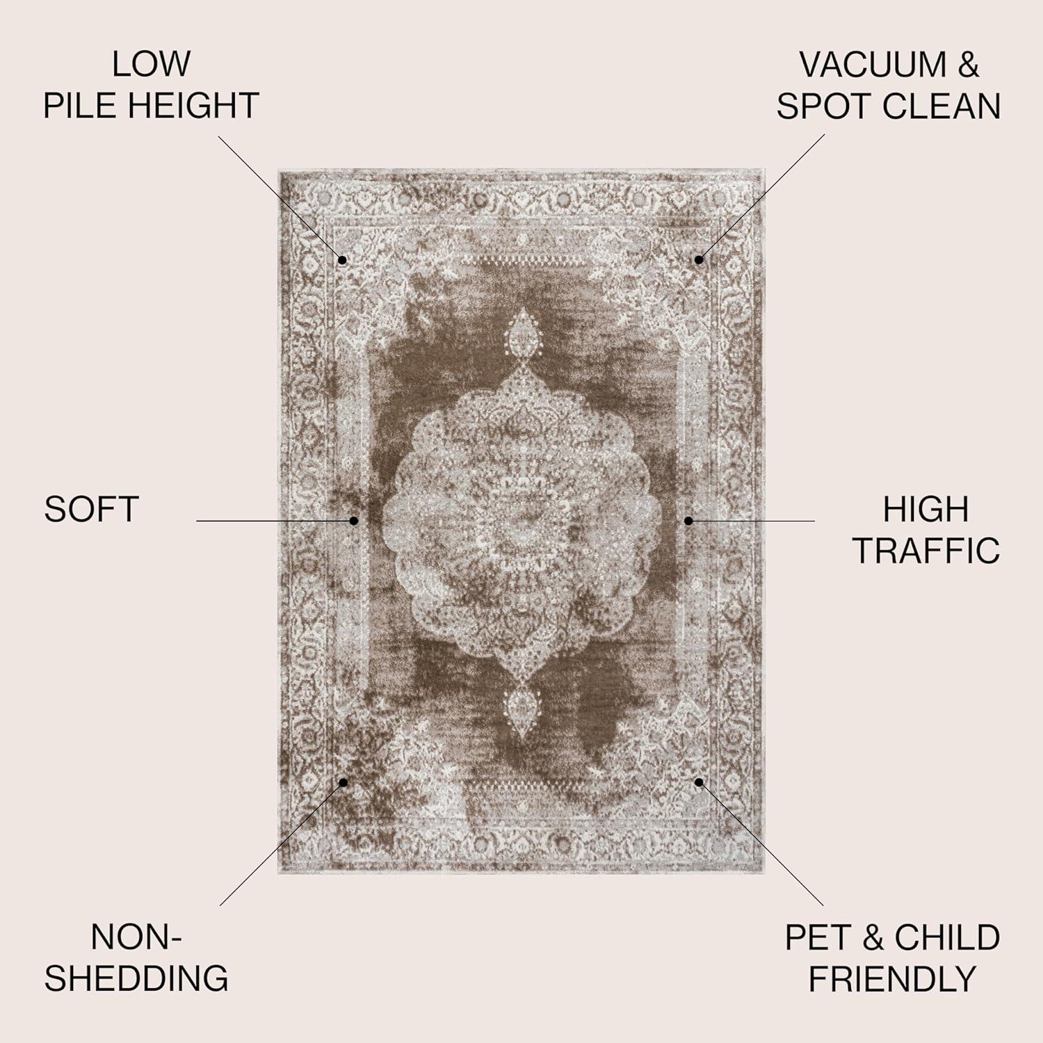 imageJONATHAN Y Rosalia Cottage Medallion BrownCream Runner Rug 2x8 Vintage Bohemian EasyCleaning for Living Room Bedroom Kitchen Pet Friendly NonShedding MDP402A28CreamBrown