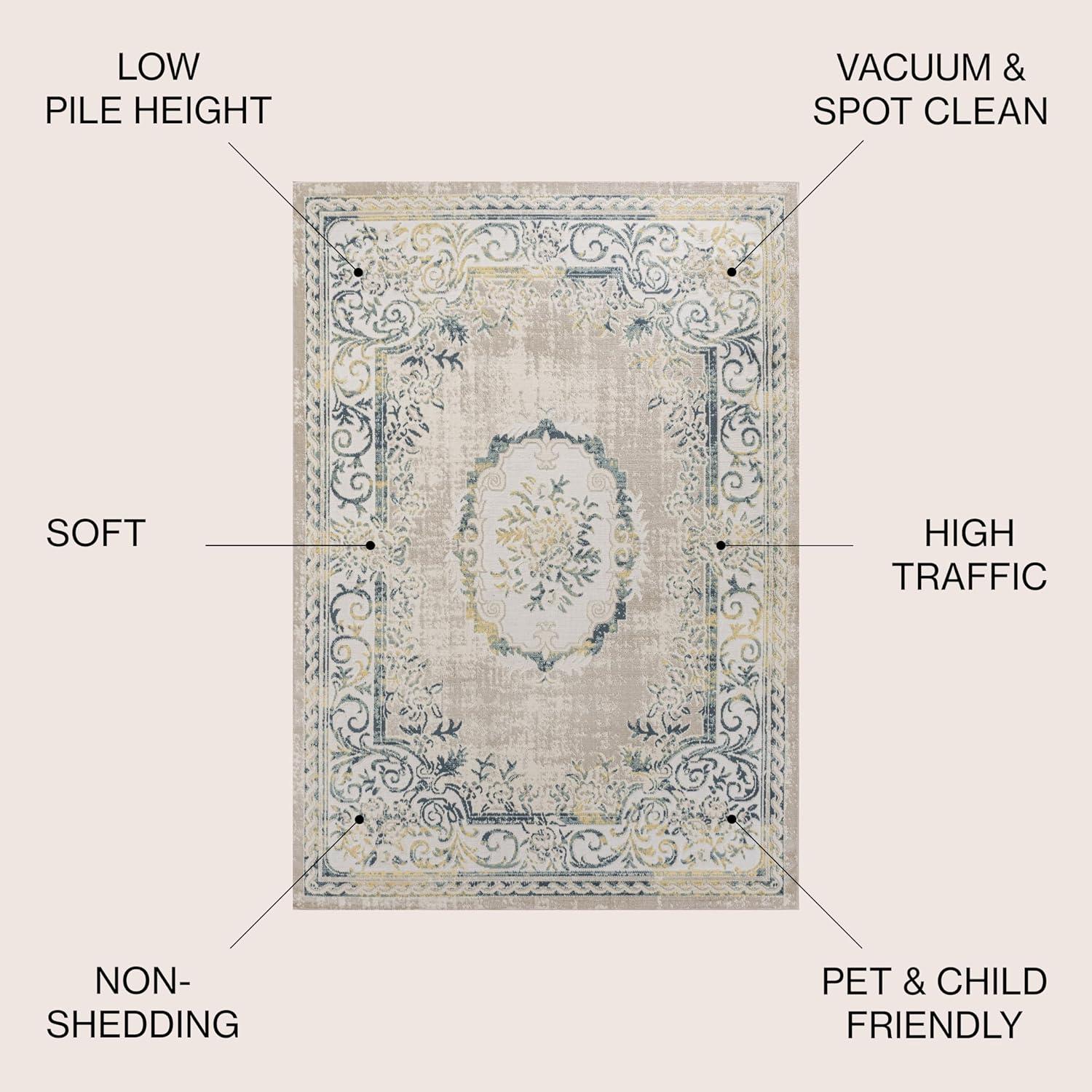 imageJONATHAN Y Rosalia Cottage Medallion IvoryGray Indoor Area Rug 8x10 Bohemian Traditional EasyCleaning for Living Room Bedroom Kitchen Pet Friendly NonShedding MDP401B8NavyBeige