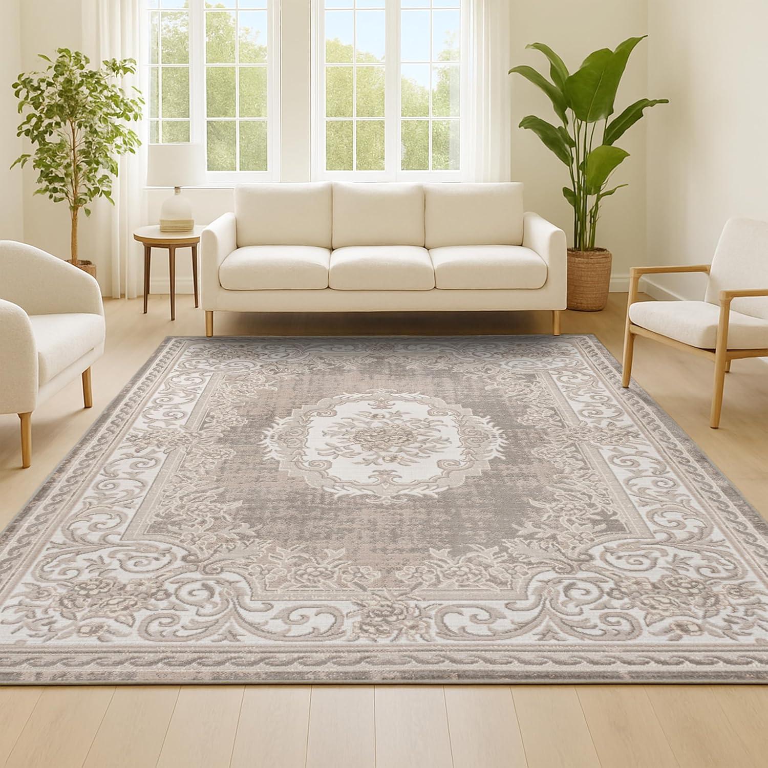 imageJONATHAN Y Rosalia Cottage Medallion IvoryGray Indoor Area Rug 8x10 Bohemian Traditional EasyCleaning for Living Room Bedroom Kitchen Pet Friendly NonShedding MDP401B8BeigeIvory
