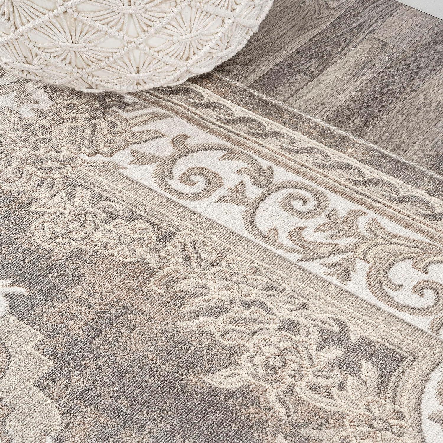 imageJONATHAN Y Rosalia Cottage Medallion IvoryGray Indoor Area Rug 8x10 Bohemian Traditional EasyCleaning for Living Room Bedroom Kitchen Pet Friendly NonShedding MDP401B8BeigeIvory