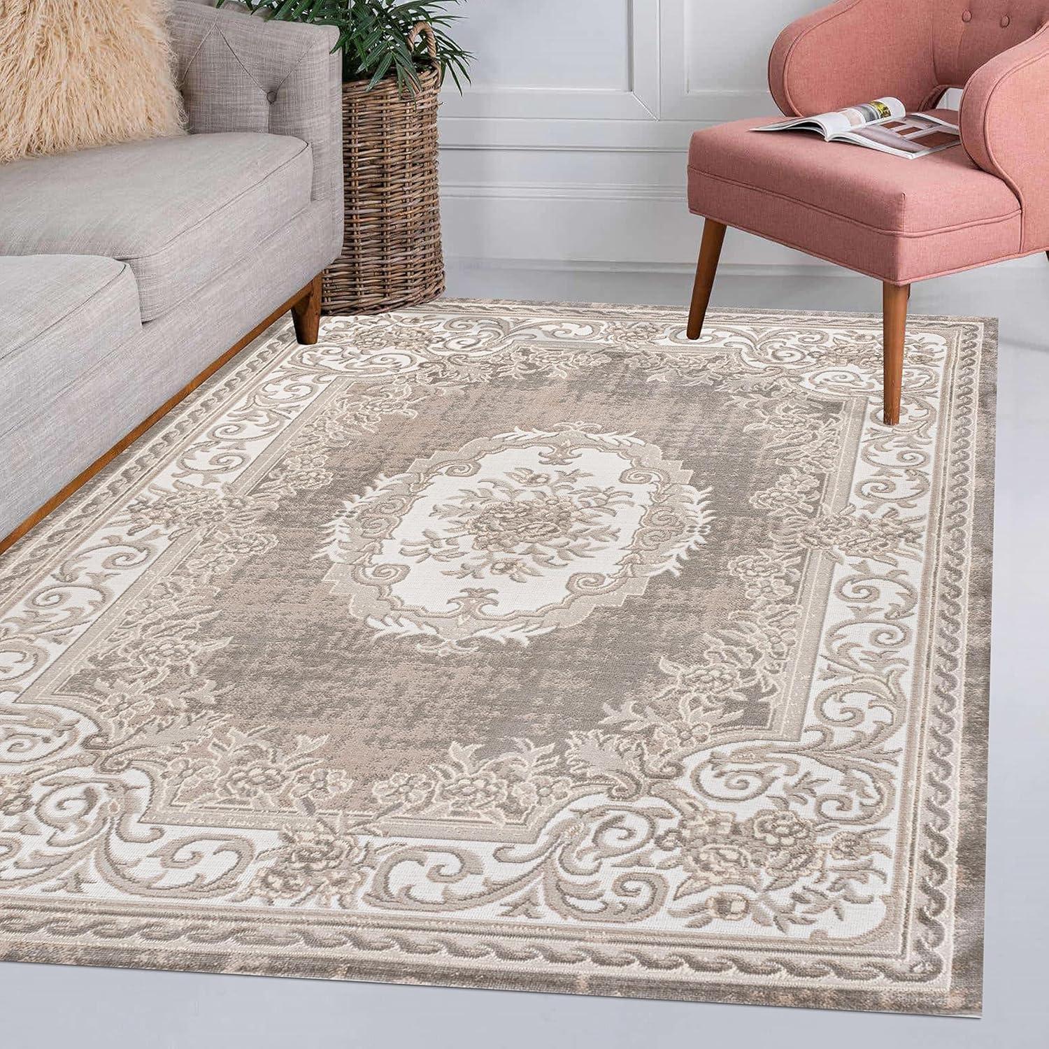 imageJONATHAN Y Rosalia Cottage Medallion IvoryGray Indoor Area Rug 8x10 Bohemian Traditional EasyCleaning for Living Room Bedroom Kitchen Pet Friendly NonShedding MDP401B8BeigeIvory