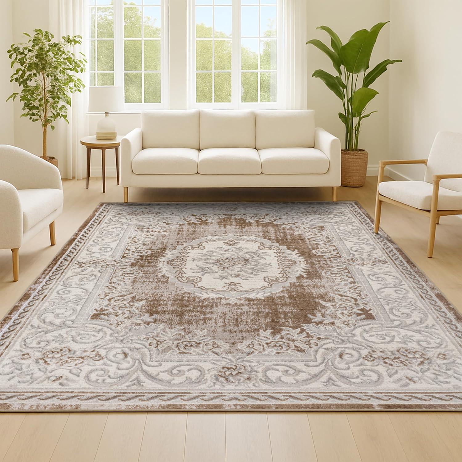 imageJONATHAN Y Rosalia Cottage Medallion IvoryGray Indoor Area Rug 8x10 Bohemian Traditional EasyCleaning for Living Room Bedroom Kitchen Pet Friendly NonShedding MDP401B8BrownGray