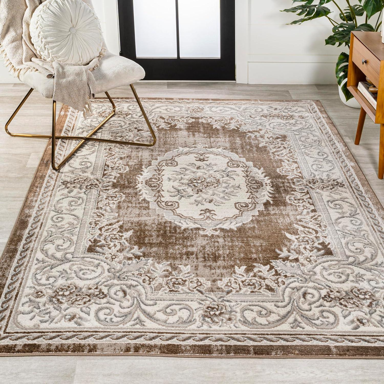 imageJONATHAN Y Rosalia Cottage Medallion IvoryGray Indoor Area Rug 8x10 Bohemian Traditional EasyCleaning for Living Room Bedroom Kitchen Pet Friendly NonShedding MDP401B8BrownGray