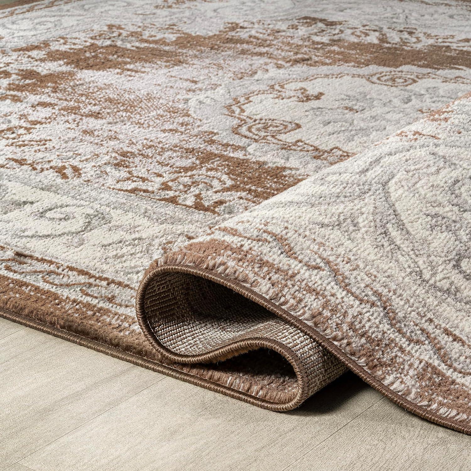 imageJONATHAN Y Rosalia Cottage Medallion IvoryGray Indoor Area Rug 8x10 Bohemian Traditional EasyCleaning for Living Room Bedroom Kitchen Pet Friendly NonShedding MDP401B8BrownGray