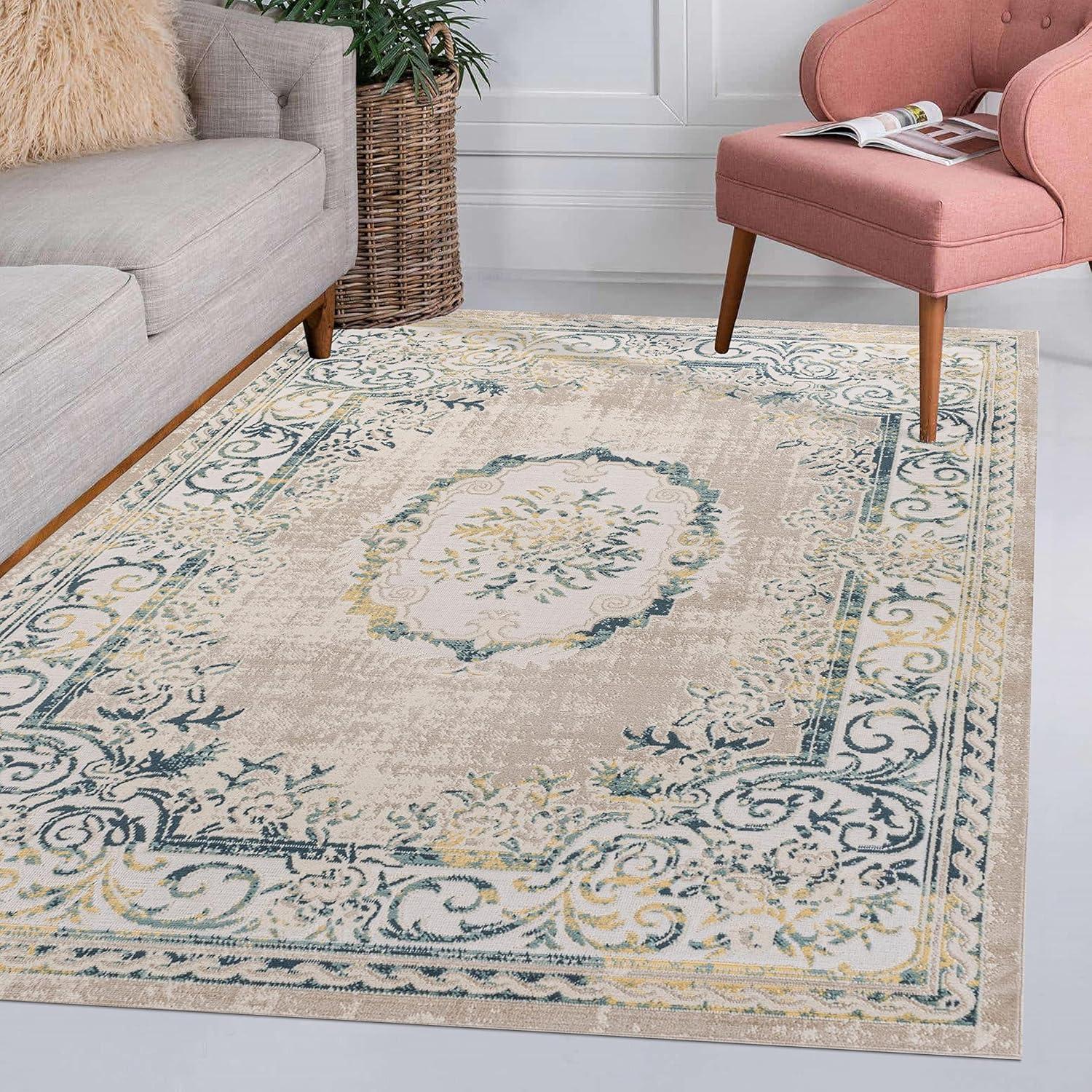 imageJONATHAN Y Rosalia Cottage Medallion IvoryGray Indoor Area Rug 8x10 Bohemian Traditional EasyCleaning for Living Room Bedroom Kitchen Pet Friendly NonShedding MDP401B8NavyBeige