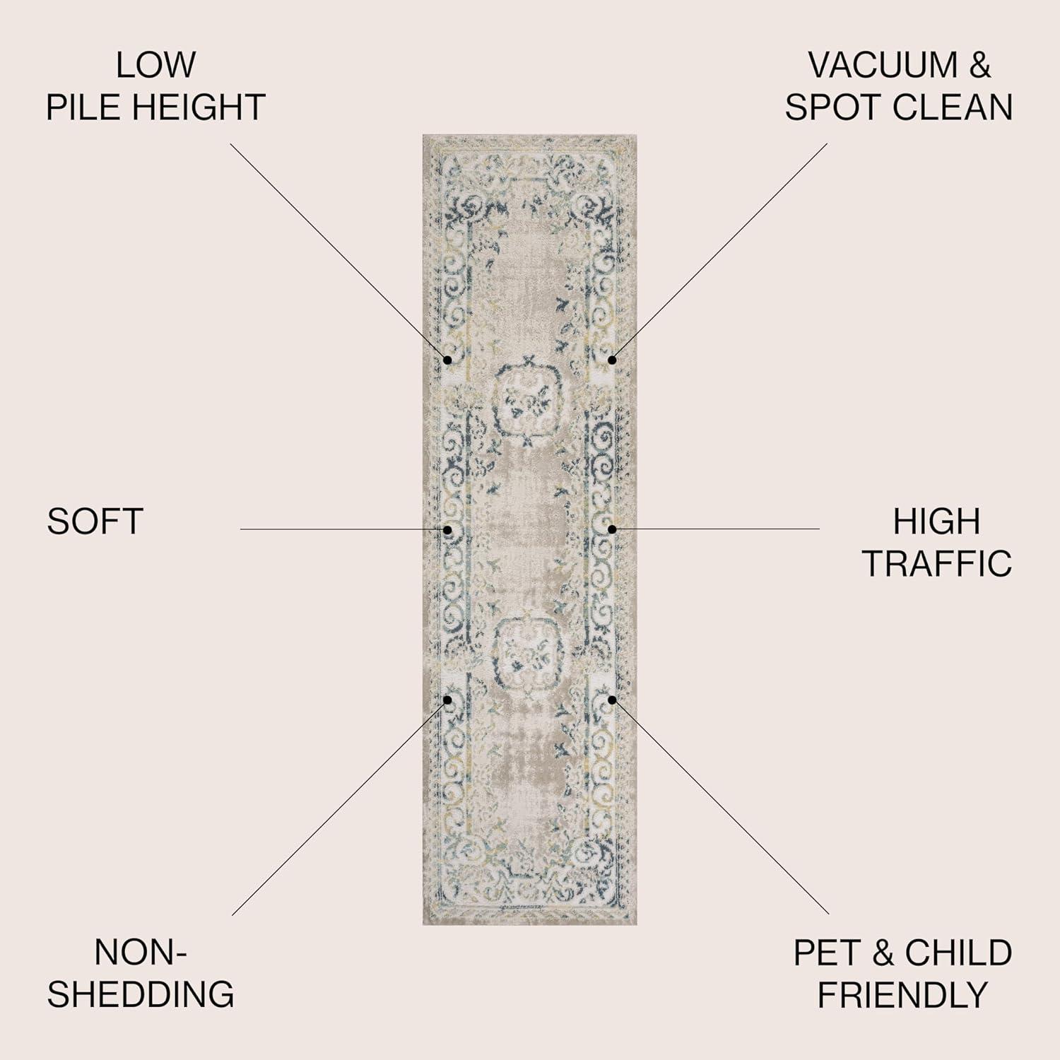 imageJONATHAN Y Rosalia Cottage Medallion IvoryGray Indoor Area Rug 8x10 Bohemian Traditional EasyCleaning for Living Room Bedroom Kitchen Pet Friendly NonShedding MDP401B8NavyBeige