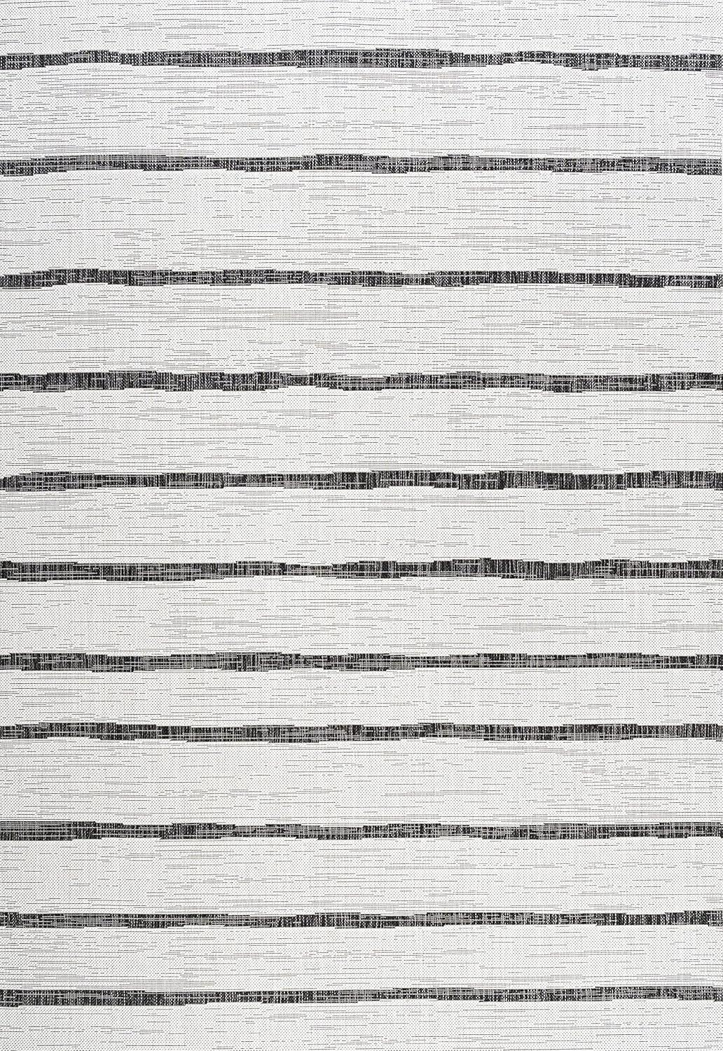 imageJONATHAN Y SMB125D8 Colonia Berber Stripe IndoorOutdoor 8 ft x 10 ft Area Rug Contemporary Bohemian Minimalistic Rustic Pet Friendly Stain Resistant Bedroom Backyard Patio IvoryBlack