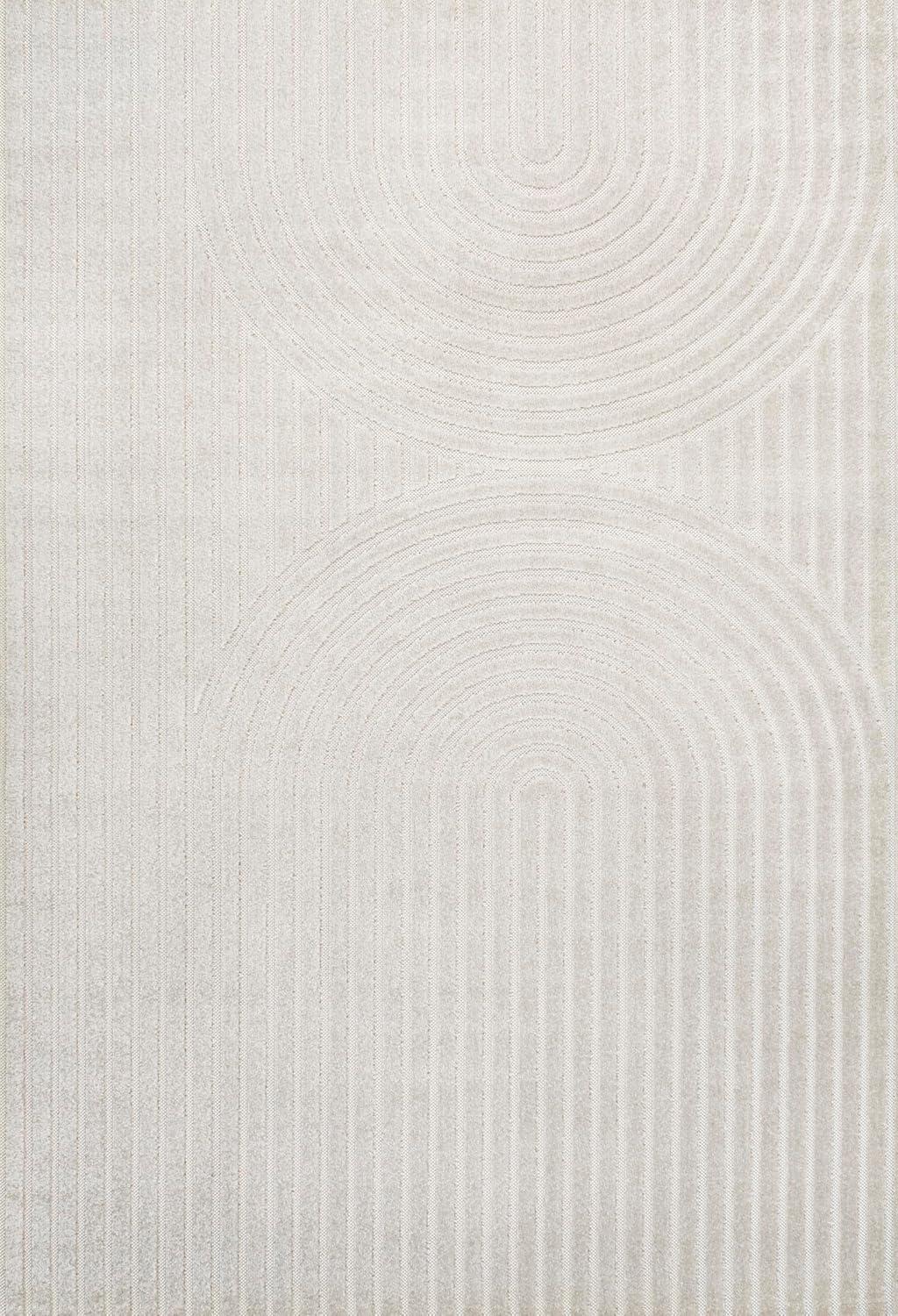 imageJONATHAN Y Sofia HighLow Stripe TwoTone BeigeCream 8x10 IndoorOutdoor Area Rug MidCentury Modern Arch for Patio Backyard Living Room Bedroom Office HoseWashable SCN109B8IvoryCream