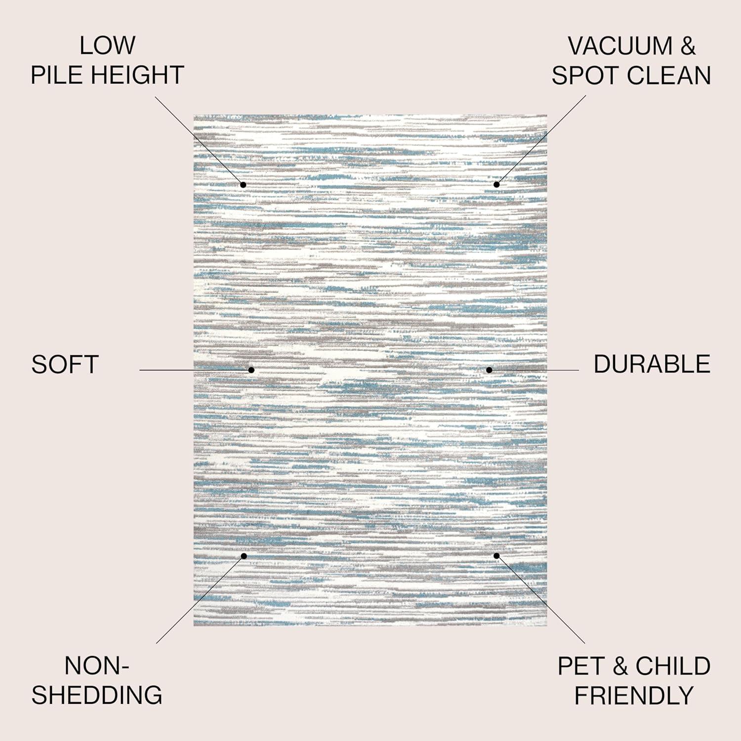 imageJONATHAN Y Speer Abstract Linear Stripe GrayBlue Indoor Area Rug 5x8 Contemporary Rustic EasyCleaning for Living Room Bedroom Kitchen Pet Friendly NonShedding LUX106A5GrayBlue