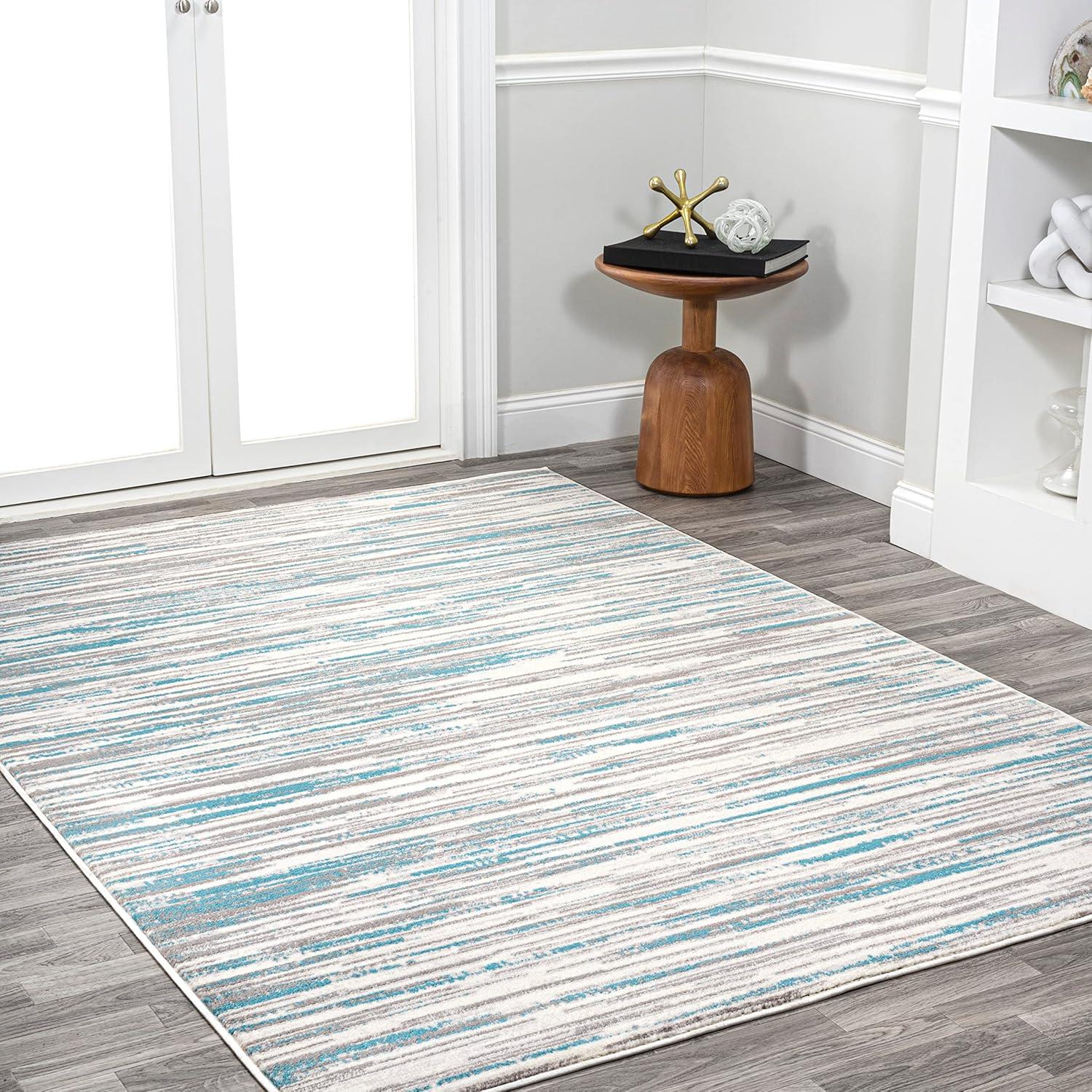 imageJONATHAN Y Speer Abstract Linear Stripe GrayBlue Indoor Area Rug 5x8 Contemporary Rustic EasyCleaning for Living Room Bedroom Kitchen Pet Friendly NonShedding LUX106A5GrayBlue