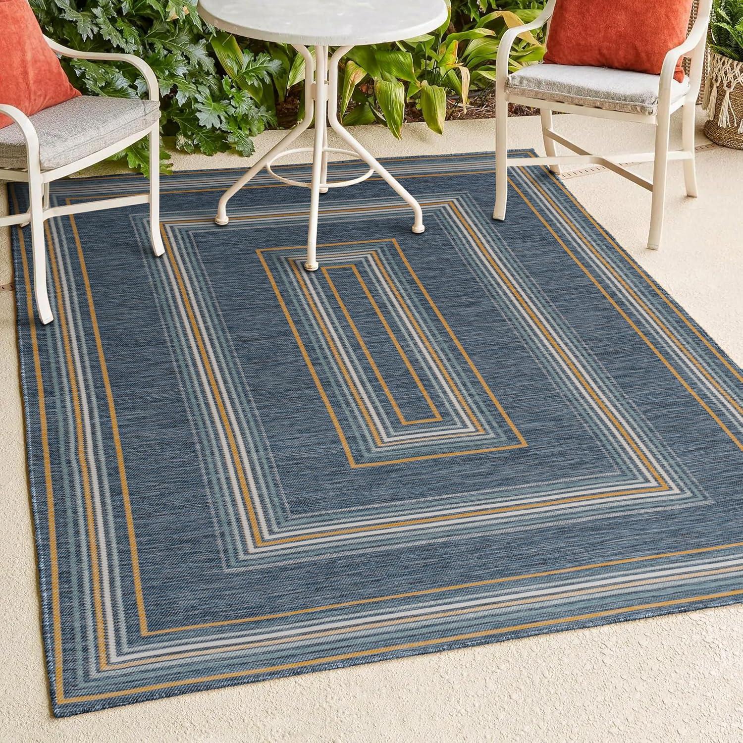 imageJONATHAN Y Stripe Reversible Washable Indoor Outdoor Area Rug 8X10 BlackCream Argo Classic Nautical Mitre for Backyard Patio Porch EasyCleaning High Traffic PetFriendly NonShedding SVH101B8NavyCream