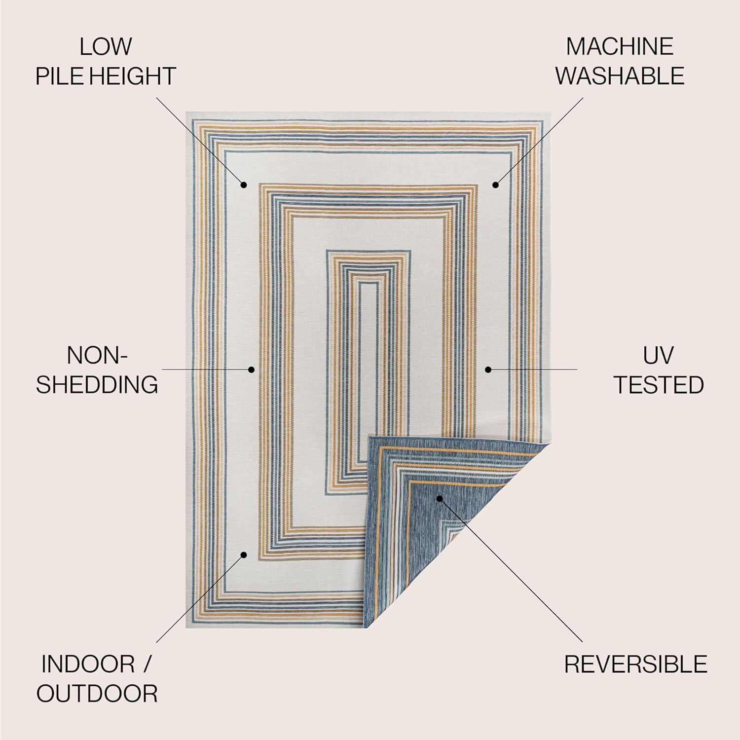 imageJONATHAN Y Stripe Reversible Washable Indoor Outdoor Area Rug 8X10 BlackCream Argo Classic Nautical Mitre for Backyard Patio Porch EasyCleaning High Traffic PetFriendly NonShedding SVH101B8NavyCream