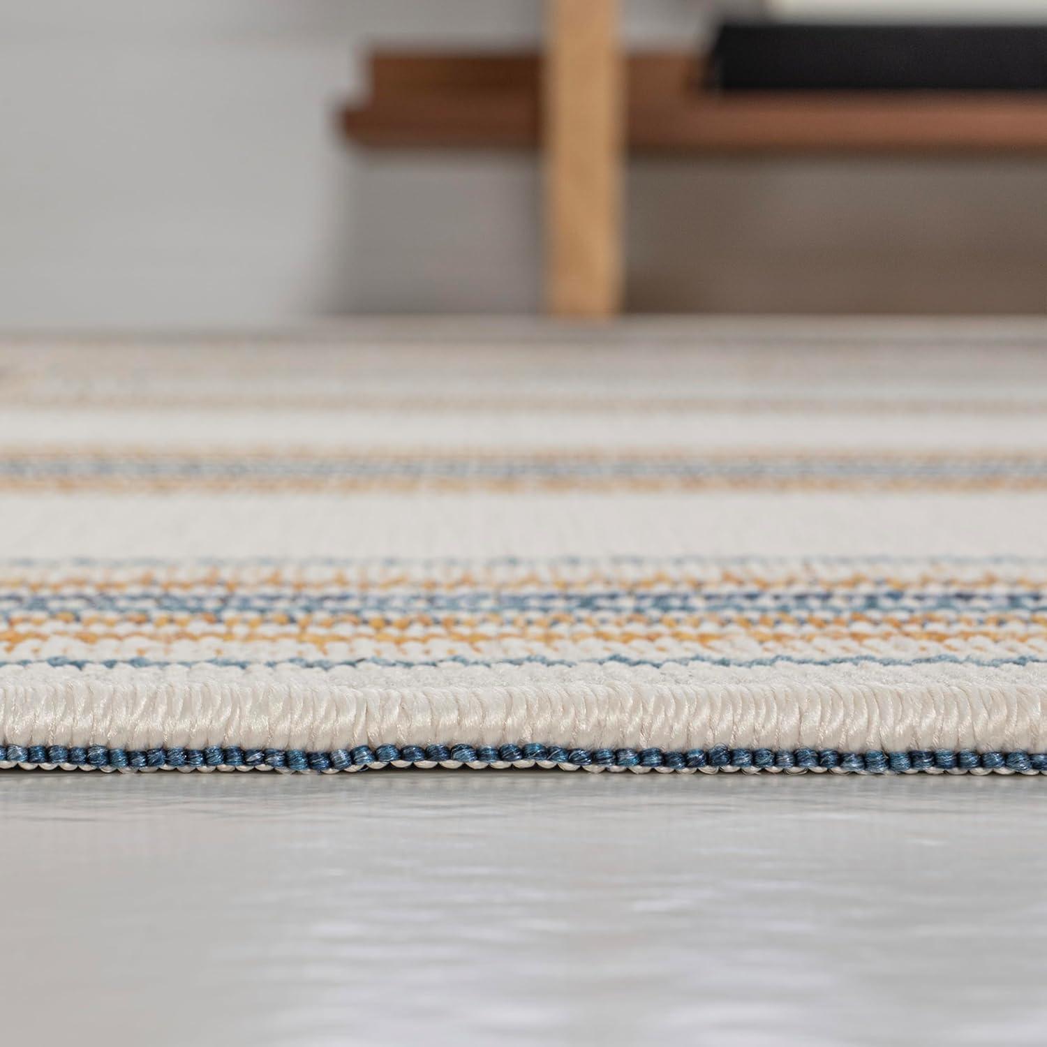 imageJONATHAN Y Stripe Reversible Washable Indoor Outdoor Area Rug 8X10 BlackCream Argo Classic Nautical Mitre for Backyard Patio Porch EasyCleaning High Traffic PetFriendly NonShedding SVH101B8NavyCream