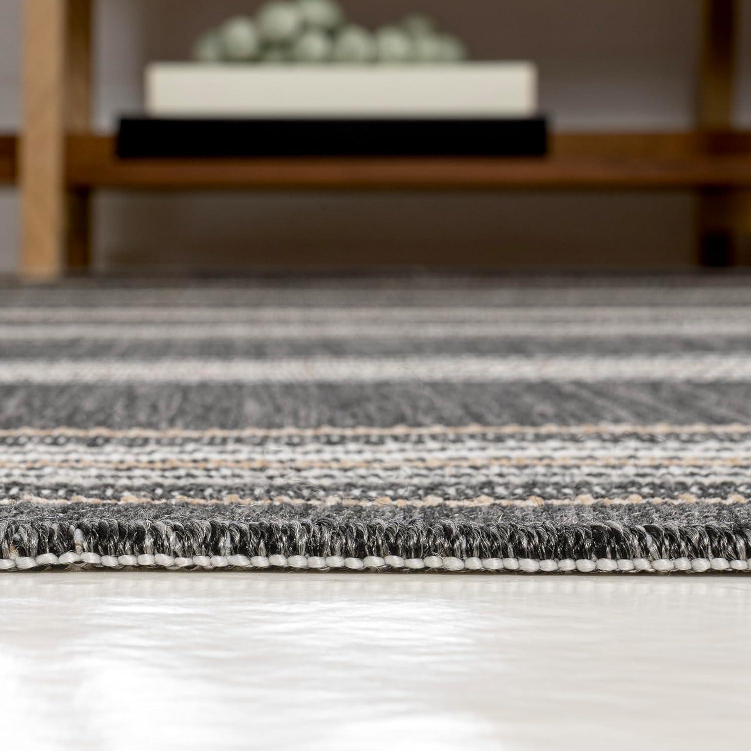 imageJONATHAN Y Stripe Reversible Washable Indoor Outdoor Area Rug 8X10 BlackCream Argo Classic Nautical Mitre for Backyard Patio Porch EasyCleaning High Traffic PetFriendly NonShedding SVH101B8BlackCream