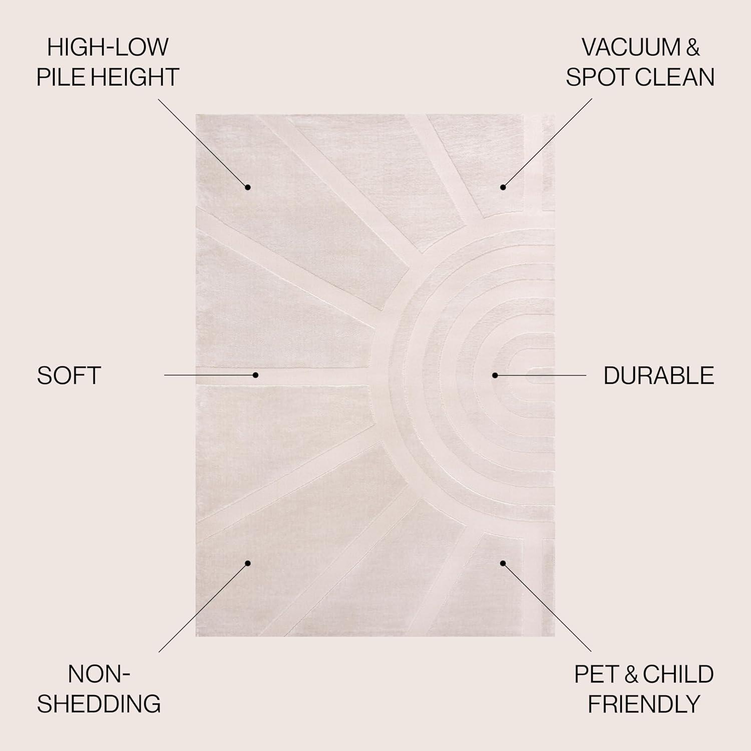 imageJONATHAN Y Sun TwoTone HighLow Indoor Area Rug 8X10 BeigeCream Aelius MidCentury Scandinavian Abstract for Living Room Bedroom Kitchen EasyCleaning PetFriendly NonShedding SND101A8WhiteCream