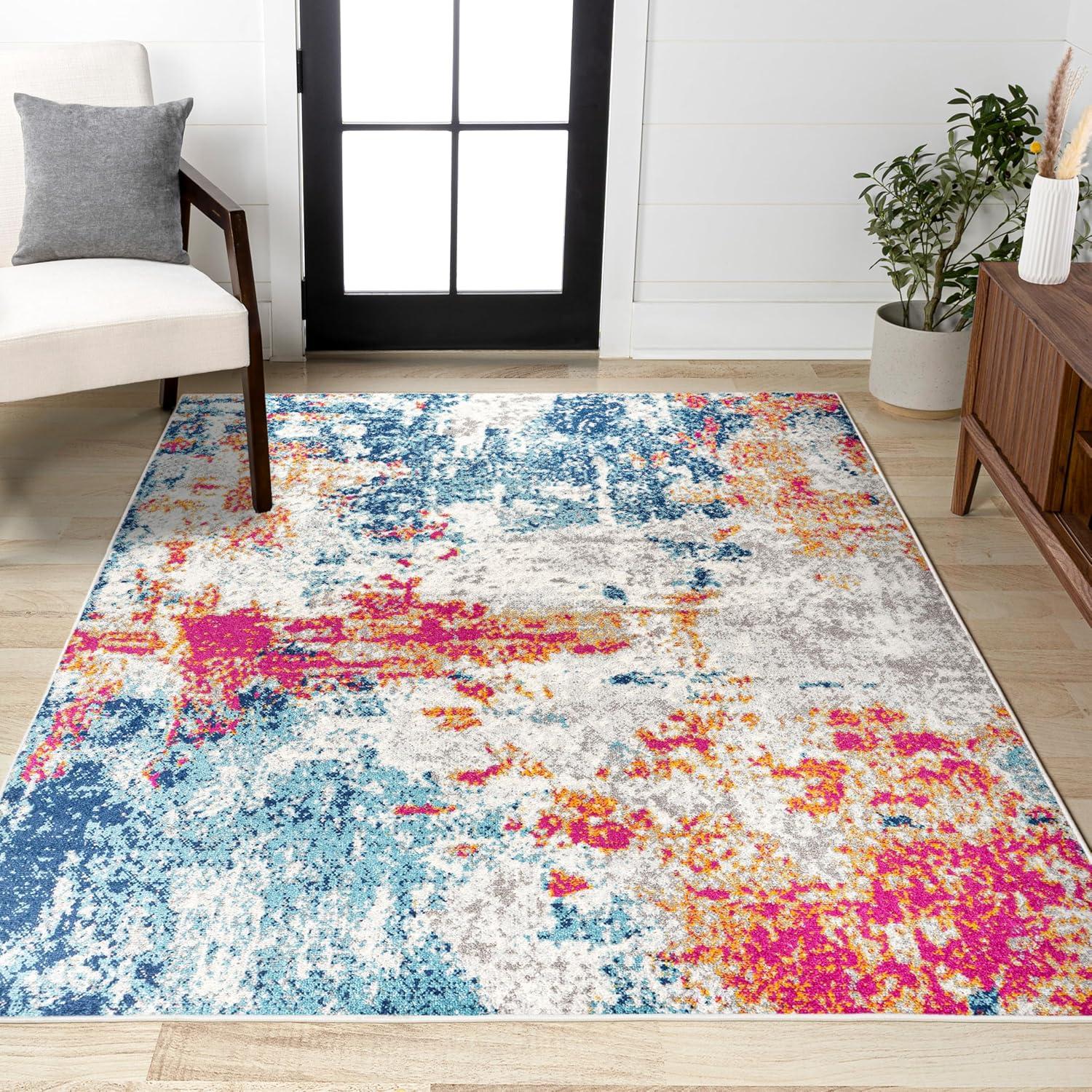 imageJONATHAN Y Sunset Modern Abstract BlueMulti Runner Rug 2x8 Contemporary Transitional EasyCleaning for Living Room Bedroom Kitchen Pet Friendly NonShedding CTP114A28BlueMulti